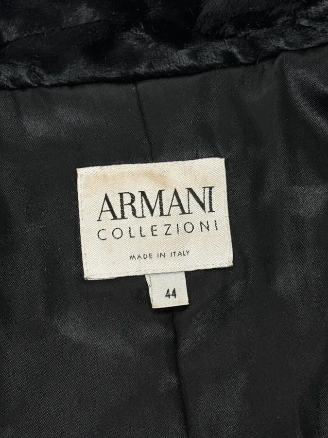 Armani Collezioni FW2009 Armani Collezioni Black Faux Fur Textured Long Coat Size M / US 6-8 / IT 42-44 - 10 Thumbnail