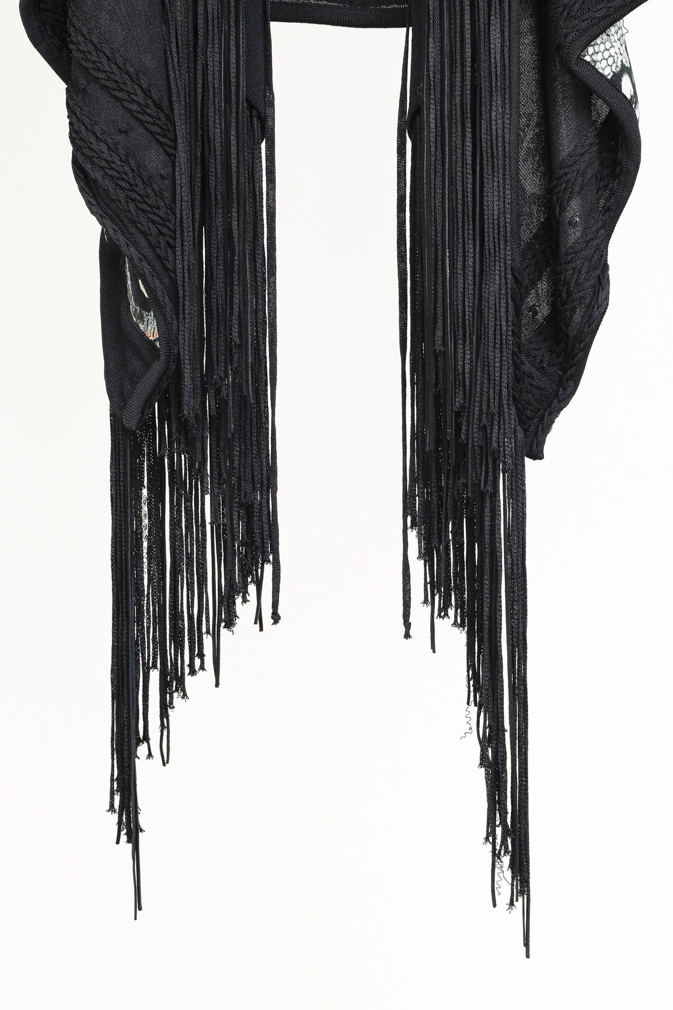 Roberto Cavalli Roberto Cavalli Black Fringe Shawl Cardigan Size M / US 6-8 / IT 42-44 - 8 Thumbnail