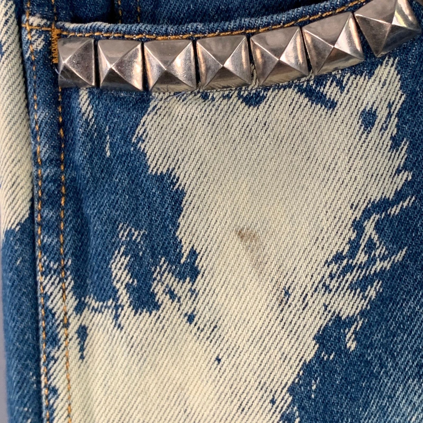 Gucci Size 36 Indigo White Bleached Denim Studded Button Fly Jeans Size US 36 / EU 52 - 7 Thumbnail