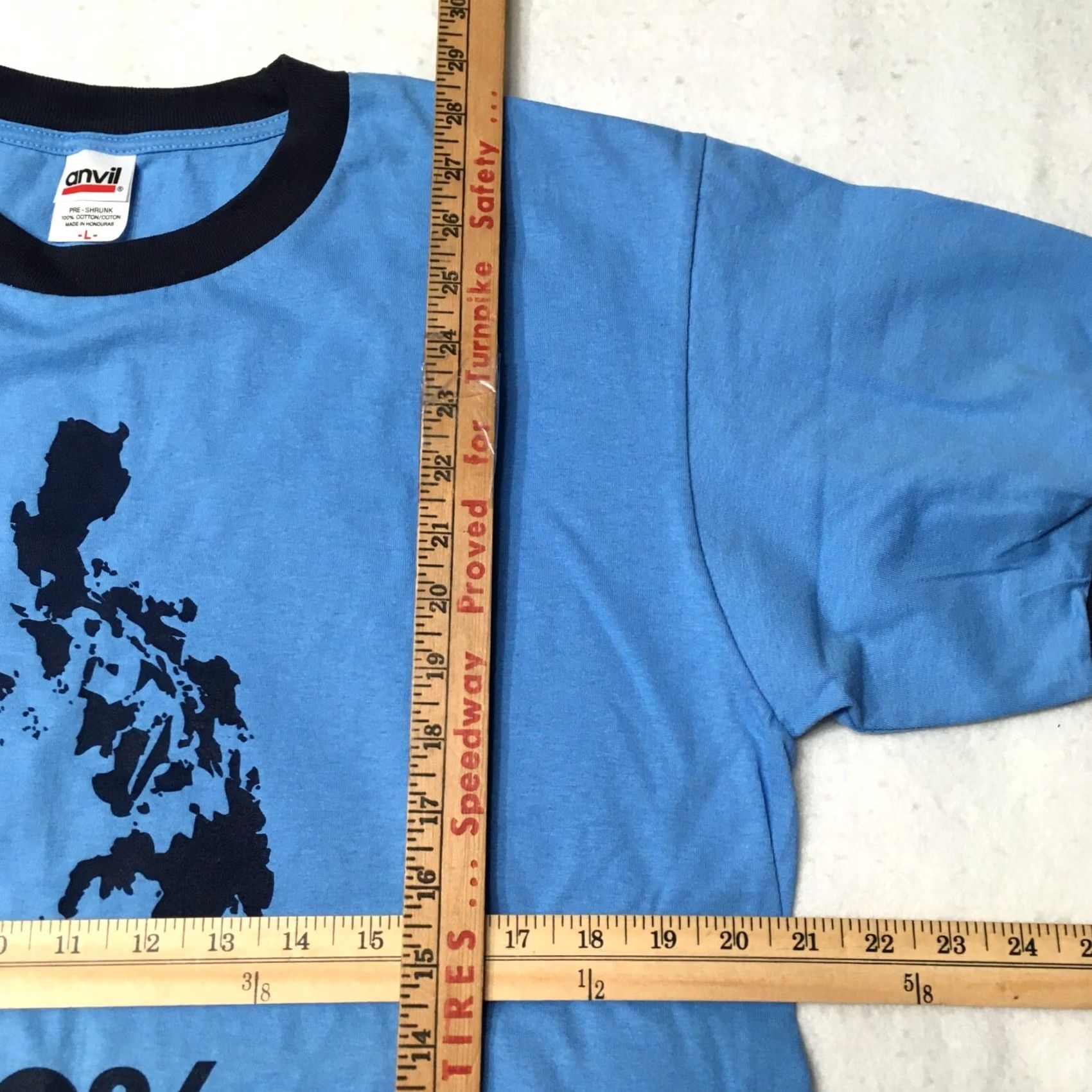 Anvil Pinoy Pride phillipines map graphic T shirt blue KAHIT SAAN KAILAN 100% Size US L / EU 52-54 / 3 - 4 Thumbnail