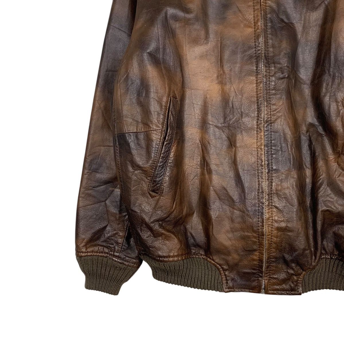 Japanese Brand Vintage HANTS Patina Leather Bomber Jacket #2431-C109 Size US L / EU 52-54 / 3 - 3 Thumbnail