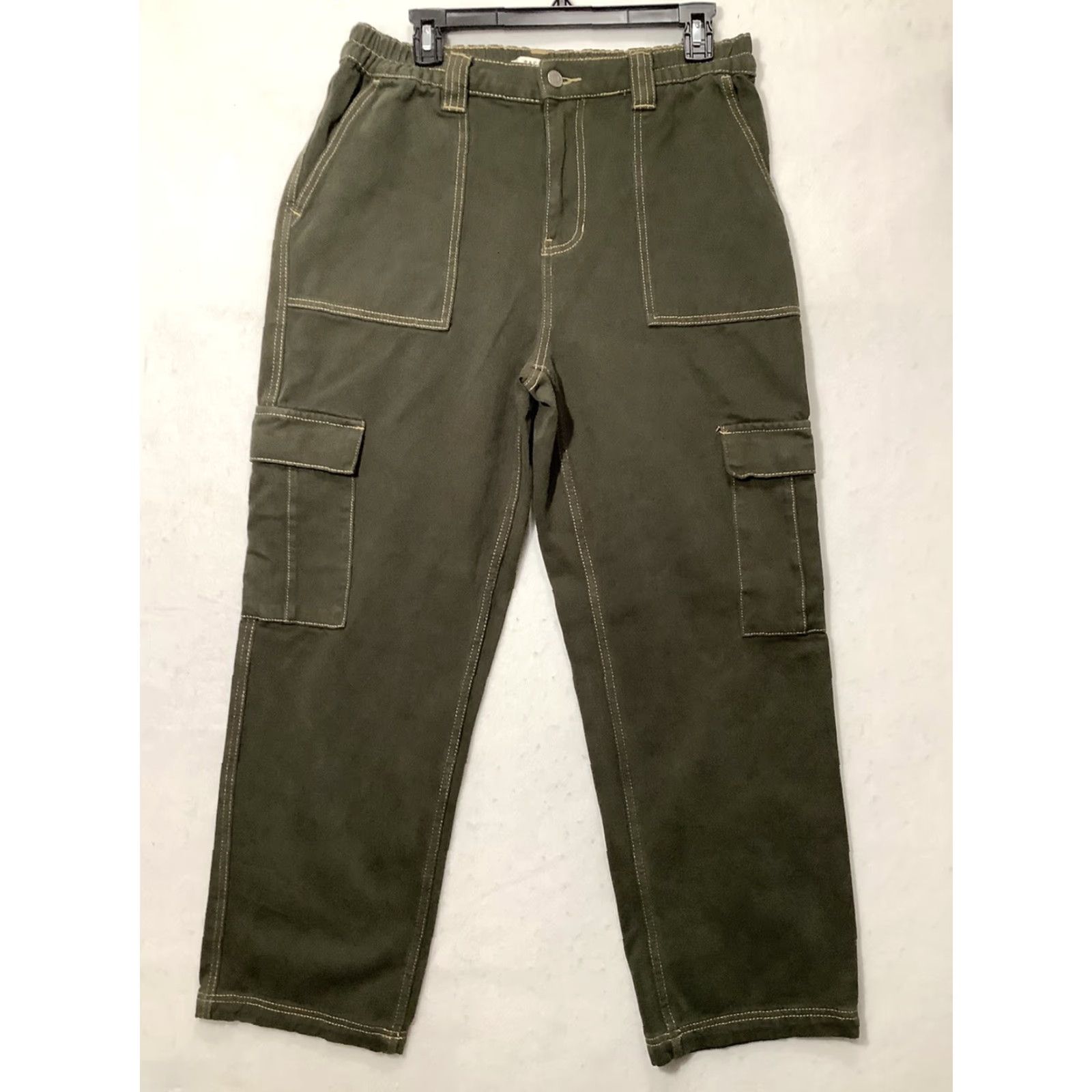 Pacsun Pacsun Cargo Pants Large Green Relaxed Fit Elastic Waist Straight Leg Women's Pants Size 36" / US 14 / IT 50 - 2 Thumbnail