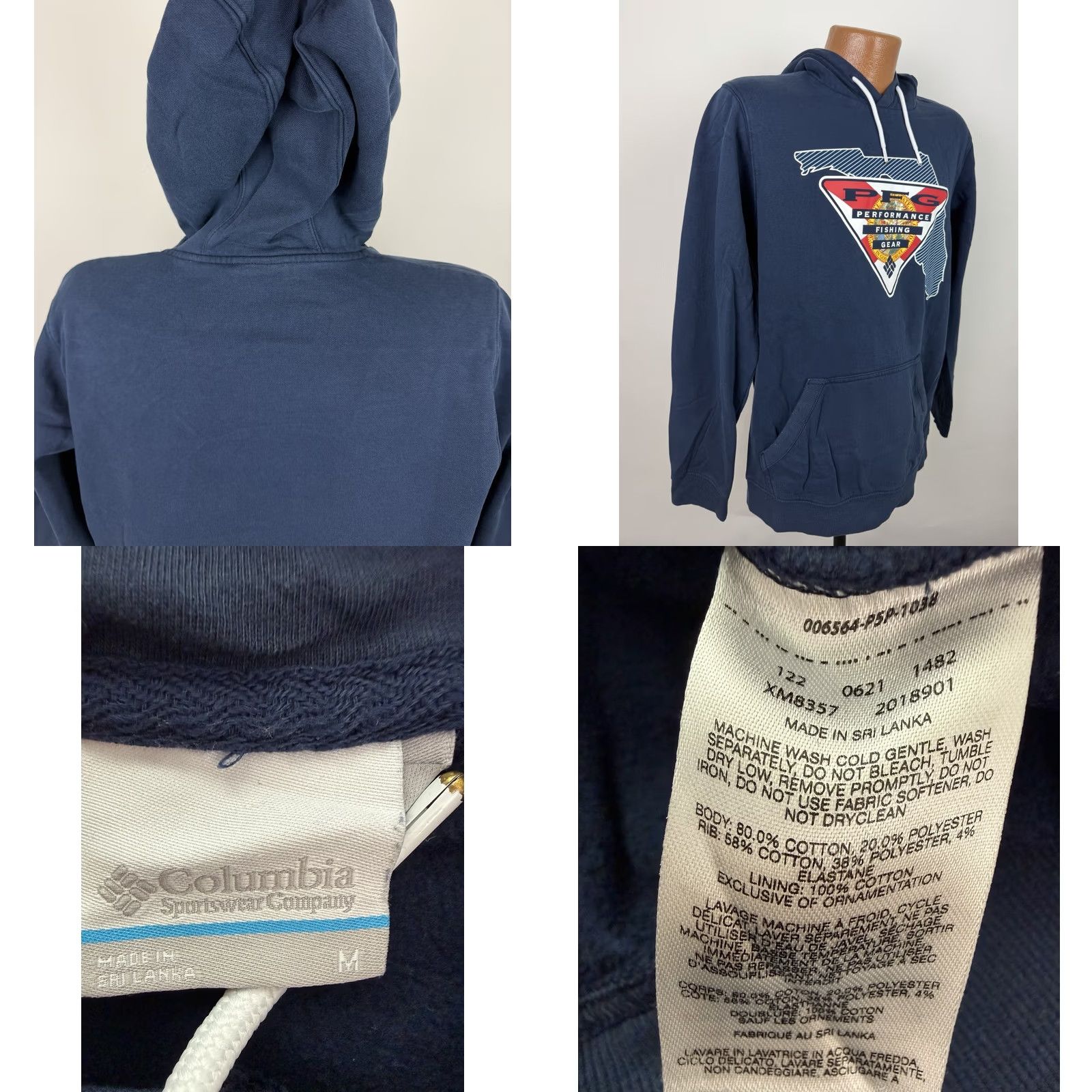 Vintage Columbia PFG Hoodie Mens Medium Navy Blue Outdoor Fishing Shirt Sleeper? Size US M / EU 48-50 / 2 - 8 Thumbnail