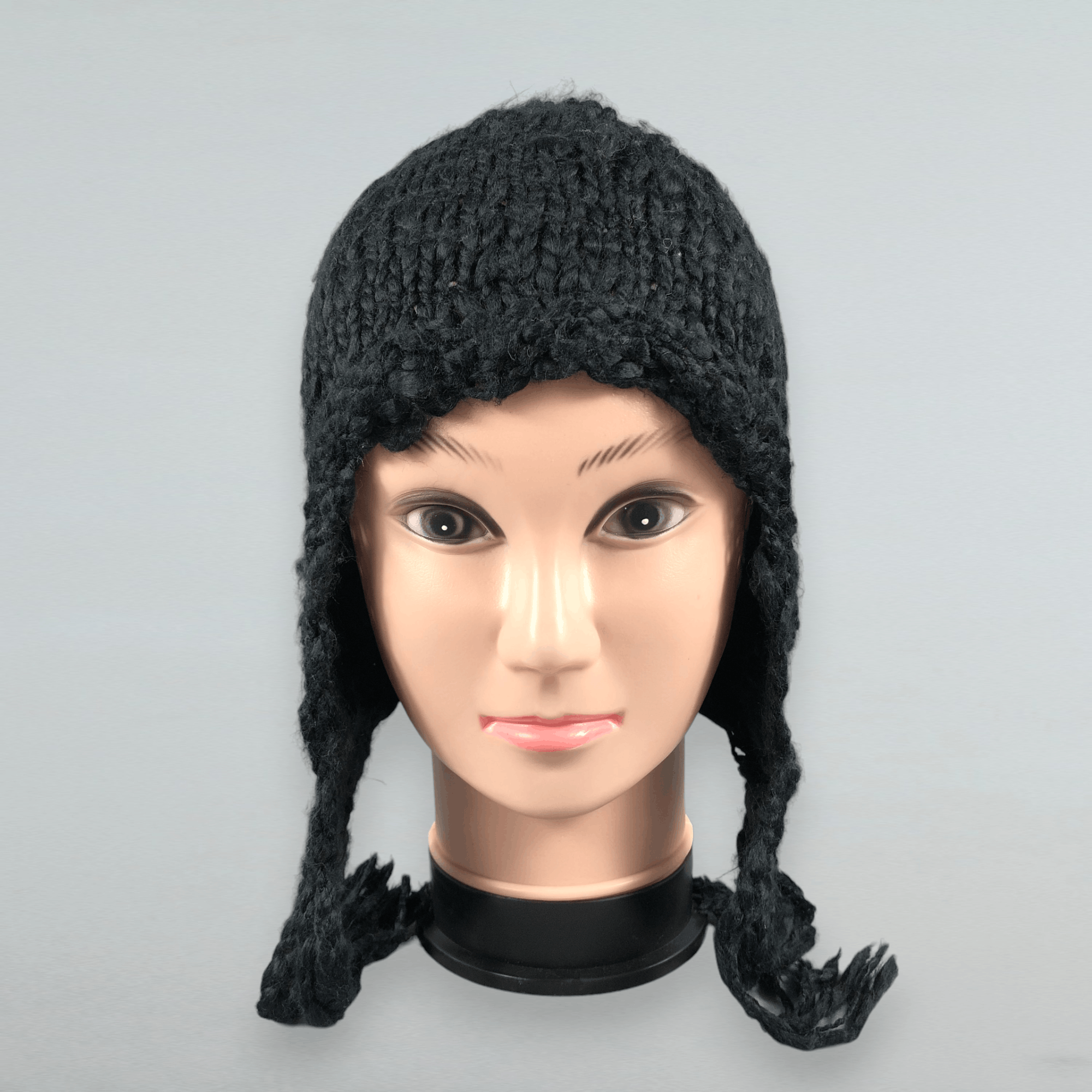 Japanese Brand Unknown Black Knit Earflap Beanie Size ONE SIZE - 1 Thumbnail