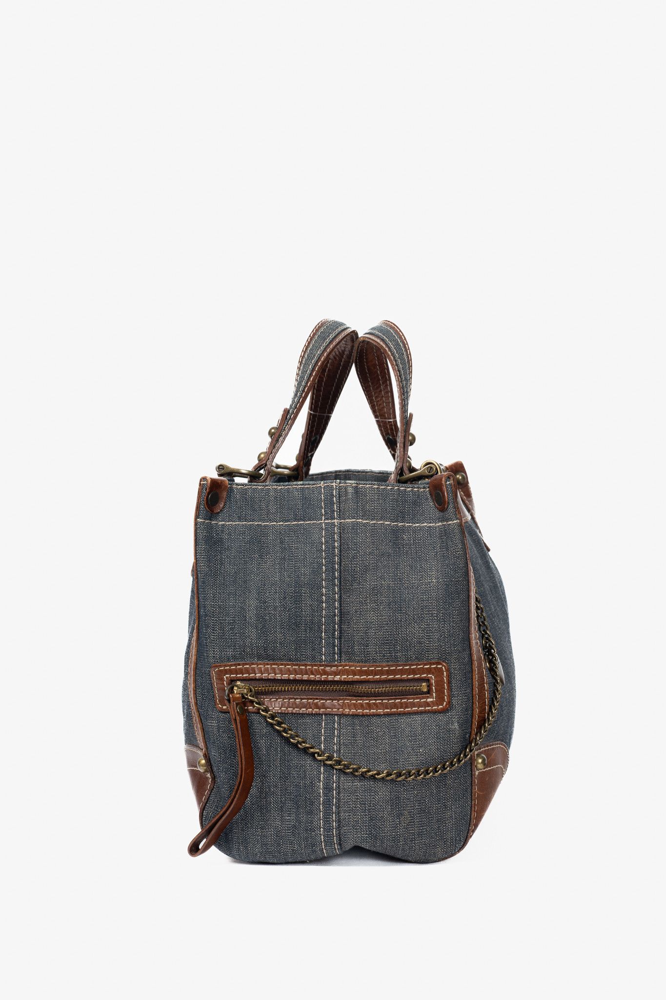 Burberry Burberry Blue Label Blue Denim & Leather-Trim Handbag Size ONE SIZE - 3 Thumbnail