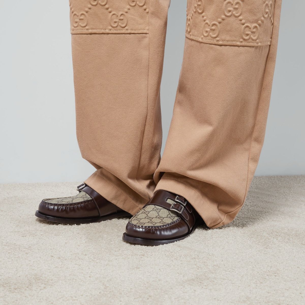 Gucci o1s1wg110125 Buckle Loafers With GG in Dark Brown Size US 12.5 / EU 45-46 - 3 Thumbnail