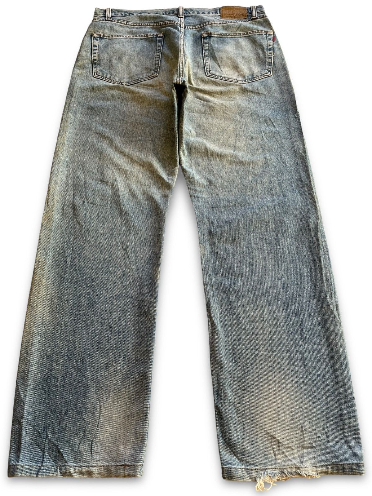 Japanese Brand Vintage Villand Blue Wash Distressed Baggy Jeans 35x31 Size US 35 - 2 Thumbnail