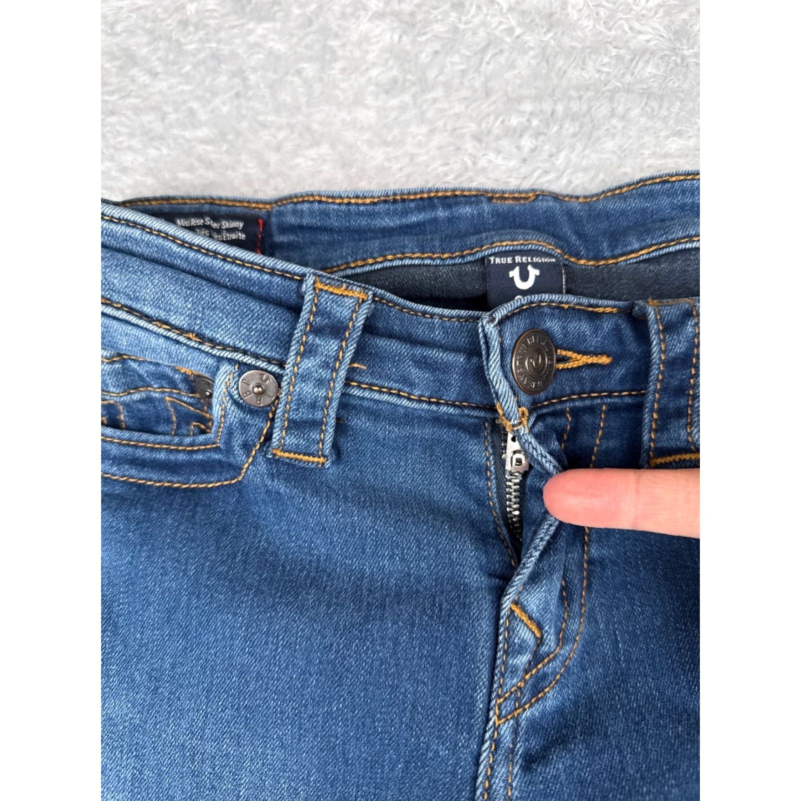 True Religion True Religion Jeans Women 27 Blue Denim Mid Rise Super Skinny Med Wash Low 26x28 Size 27" / US 4 / IT 40 - 5 Thumbnail
