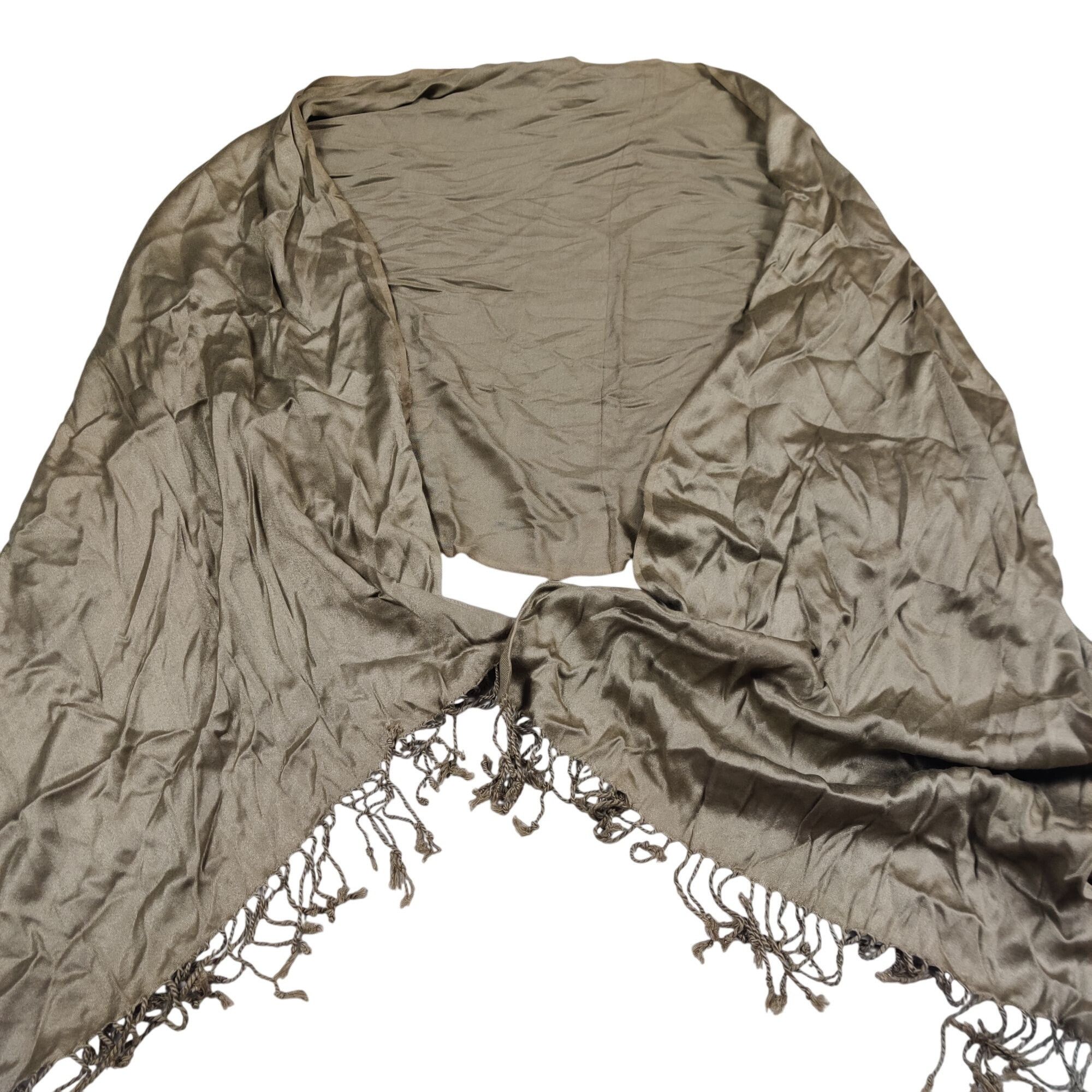 Other Taupe Gray Fringe Scarf Lightweight Soft Drape Minimalist Bo Size ONE SIZE - 3 Thumbnail