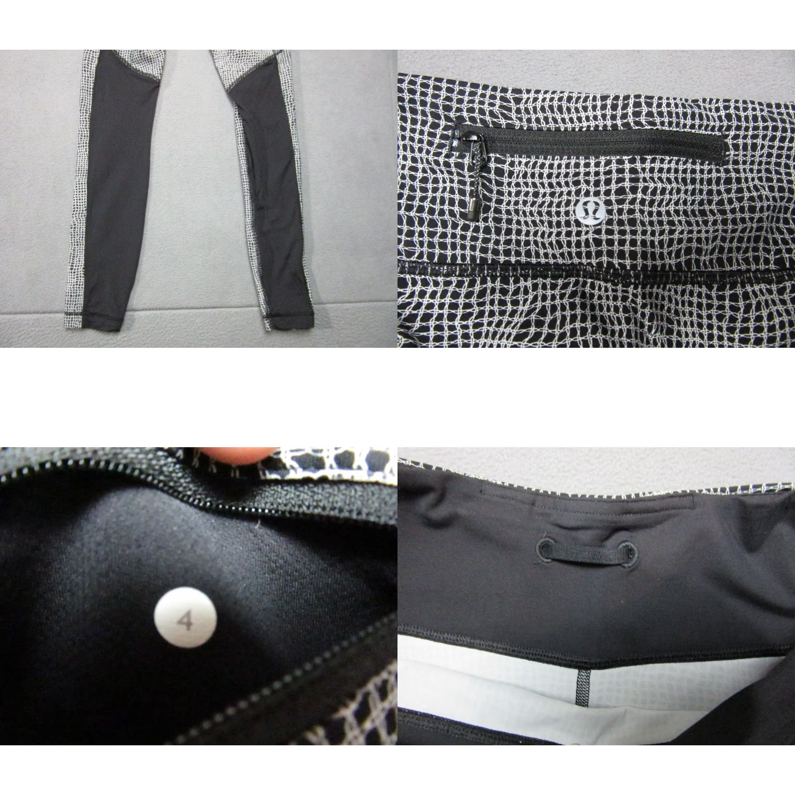 Lululemon Lululemon Leggings Womens 4 Black White Low Rise High Waist Running Gym Wear Shirt? Size 27" / US 4 / IT 40 - 8 Thumbnail