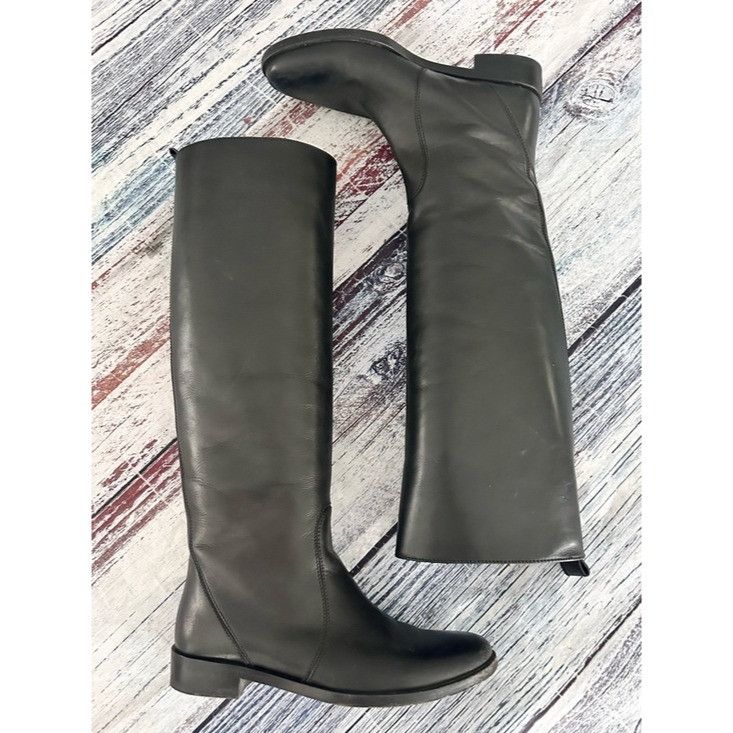 Lanvin Lanvin Black Leather Classic Knee High Boots Size US 7 / IT 37 - 2 Thumbnail