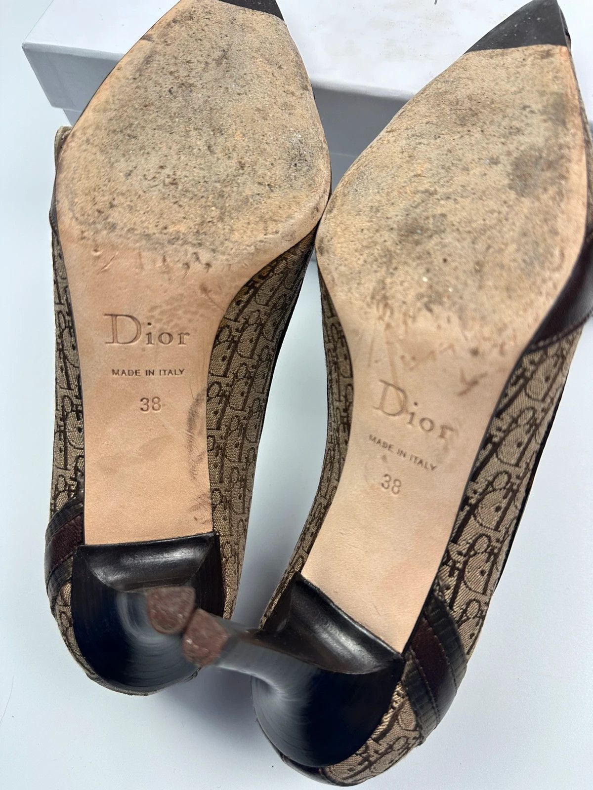 Dior Vintage Dior Monogram Heels Brown Leather with Gold Buckle Size US 7 / IT 37 - 13 Thumbnail