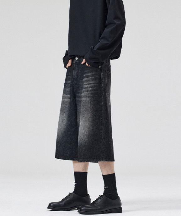 Japanese Brand American men's straight wide-leg baggy denim shorts Size US 32 / EU 48 - 3 Thumbnail