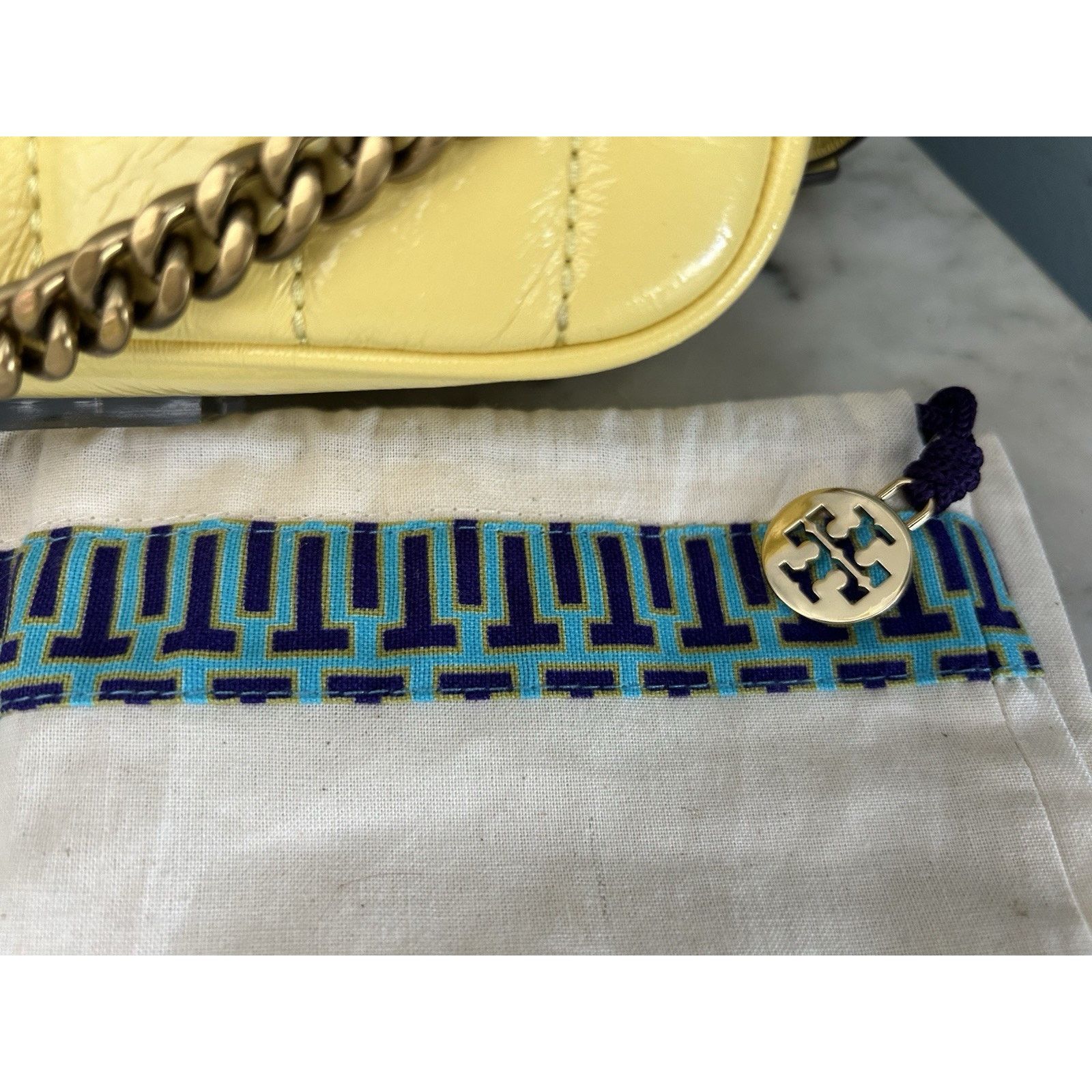 Tory Burch NWT Tory Burch Kira Patent Camera Bag Lemon Yellow 142808 Size ONE SIZE - 15 Thumbnail