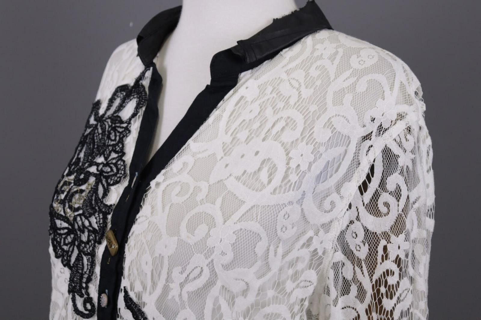 Designer Elisa Cavaletti White Embroidered Button Down Shirt Blouse Size M / US 6-8 / IT 42-44 - 8 Thumbnail