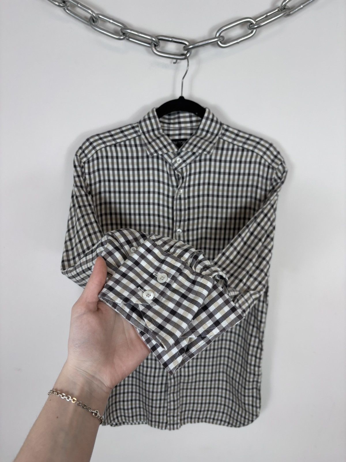 Tom Ford Tom Ford Men’s Gingham Check Dress Shirt Long Sleeve Size US M / EU 48-50 / 2 - 7 Thumbnail