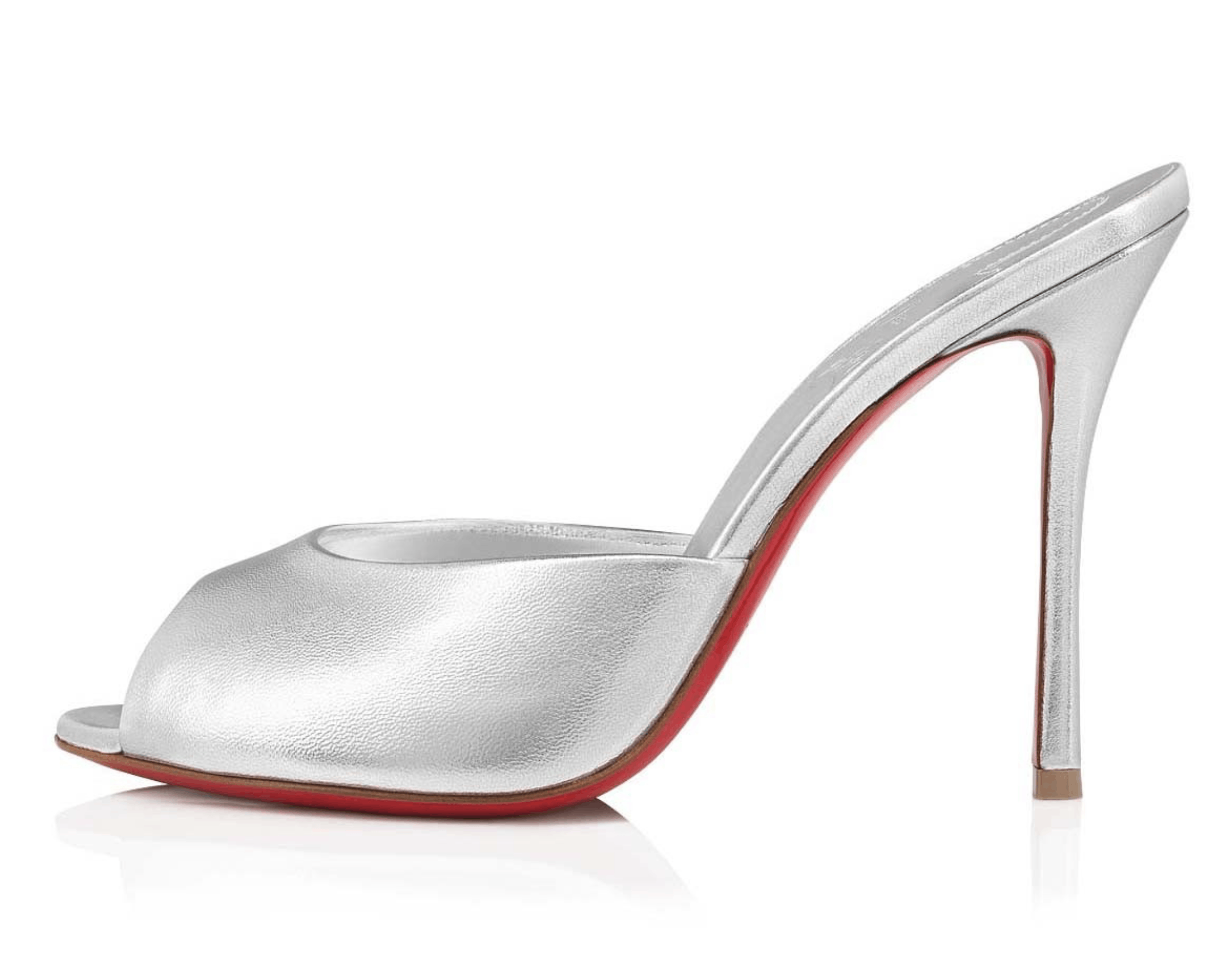 Christian Louboutin Me Dolly 100 Silver Nappa Backless Sandal Mule Heel Pump 39 Size US 9 / IT 39 - 5 Thumbnail