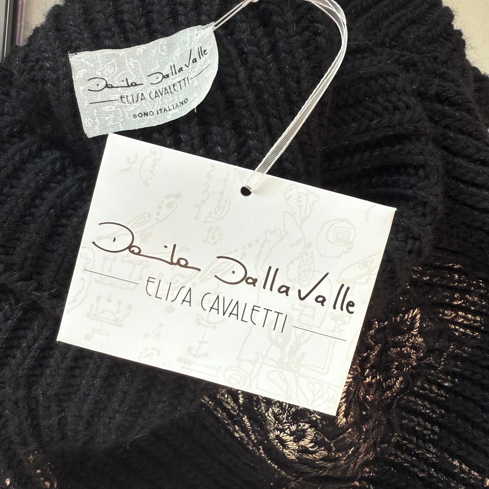Other Elisa Cavaletti RARE - Black Lace Cuff Wool Blend Sweater Size M / US 6-8 / IT 42-44 - 8 Thumbnail