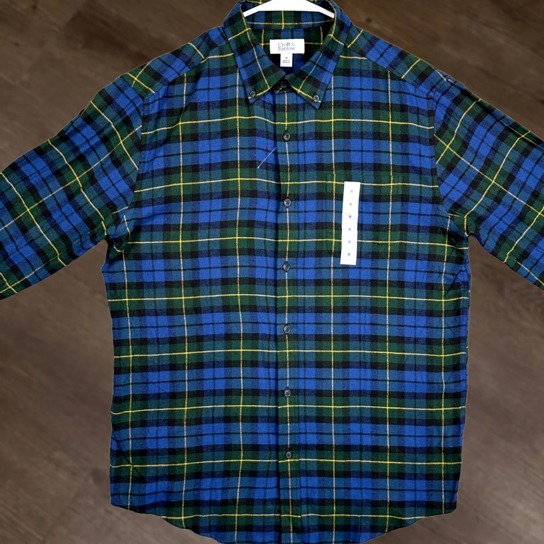Croft & Barrow Croft Barrow Shirt Mens Medium Blue Green Flannel Plaid Button-Down Pocket Casual Fall Winter Size US M / EU 48-50 / 2 - 1 Thumbnail