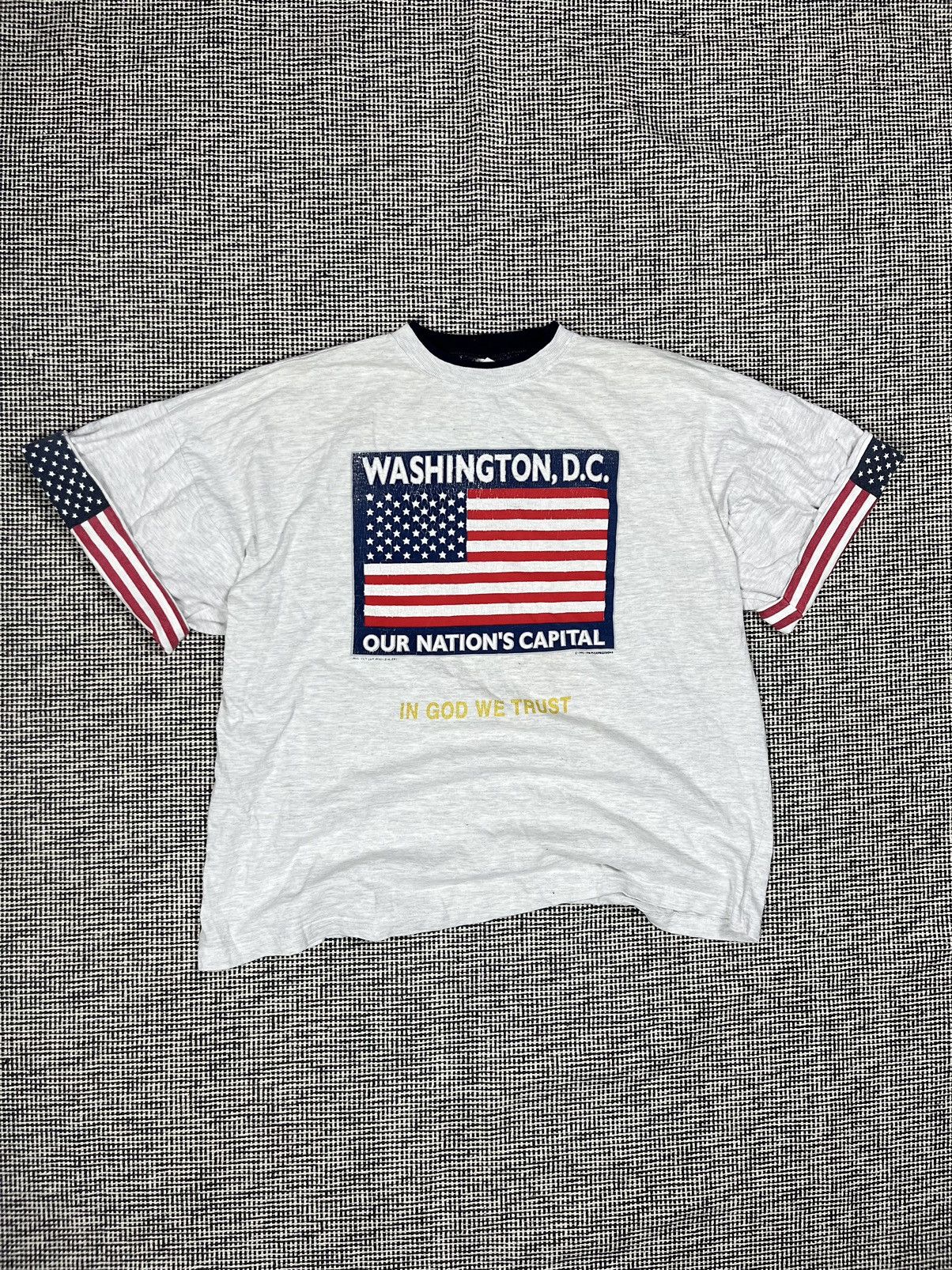 Vintage Vintage 90s Washington usa flag boxy t-shirt Size US L / EU 52-54 / 3 - 1 Thumbnail