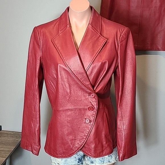 Vintage GENUINE LEATHER leather jacket and skirt set Womens 12 Punk Size XL / US 12-14 / IT 48-50 - 2 Thumbnail