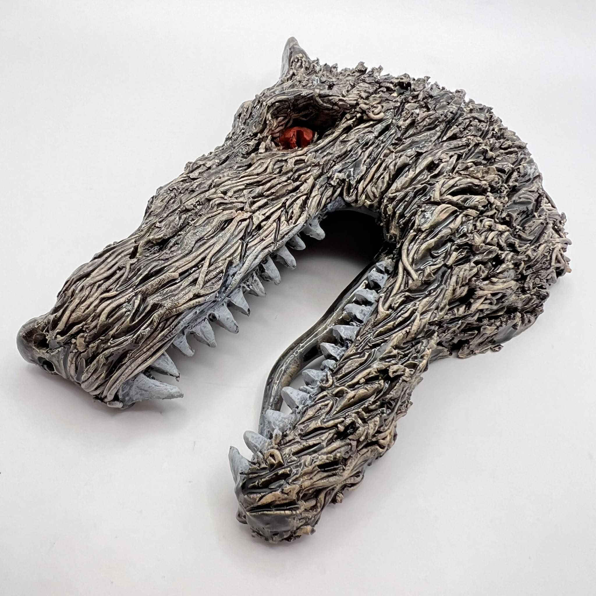 Vintage Art Ceramic Figurine Statue Wolf Mask Handmade Wall Hanging Size ONE SIZE - 6 Thumbnail