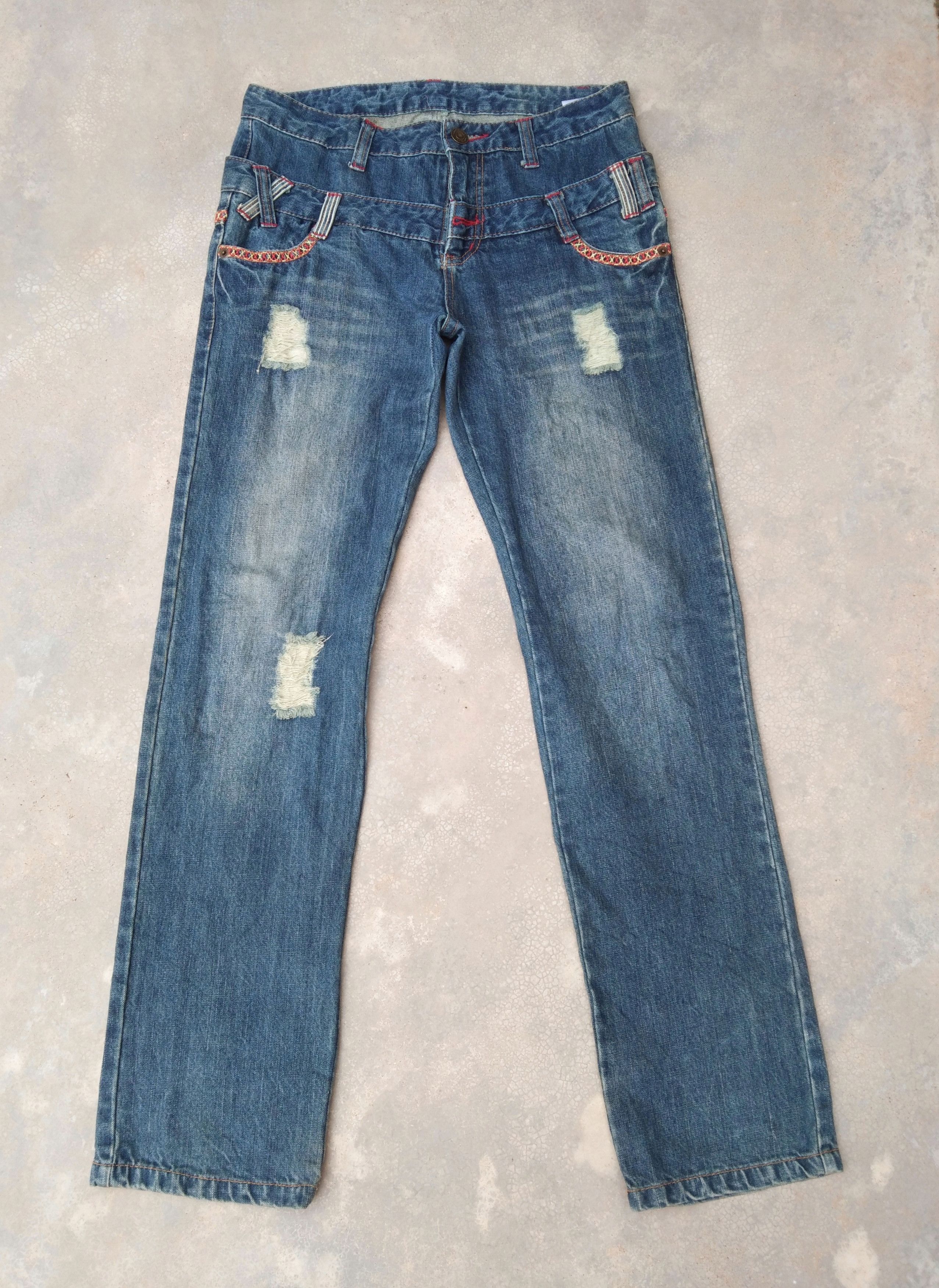 Japanese Brand × Jean Vintage Japanese Double Waist Retro Punk Jeans Style 32x32 Size US 32 / EU 48 - 1 Thumbnail