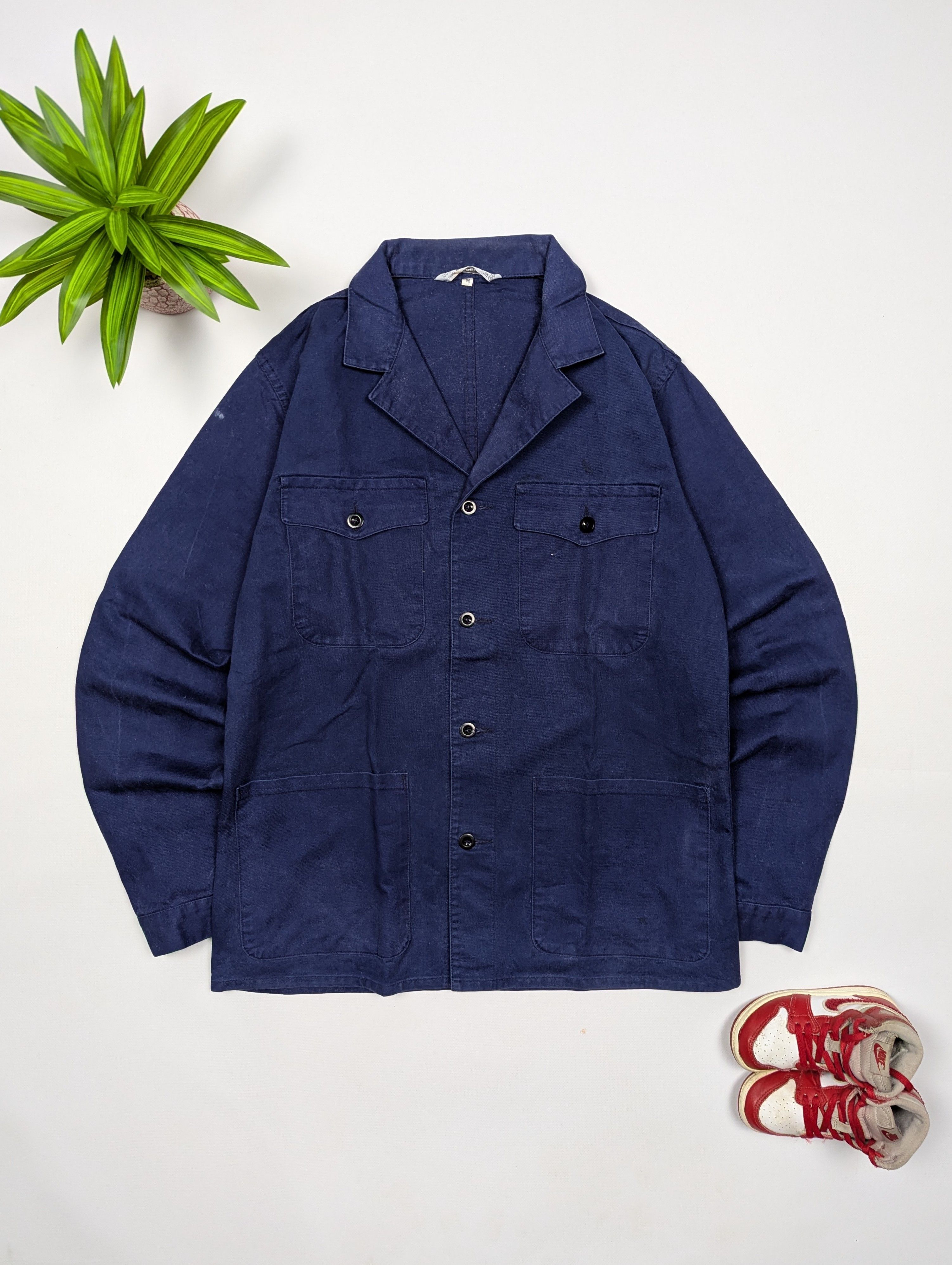 Vintage Vintage Marsum French Work Jacket M Navy Heavy Cotton Size US M / EU 48-50 / 2 - 1 Thumbnail