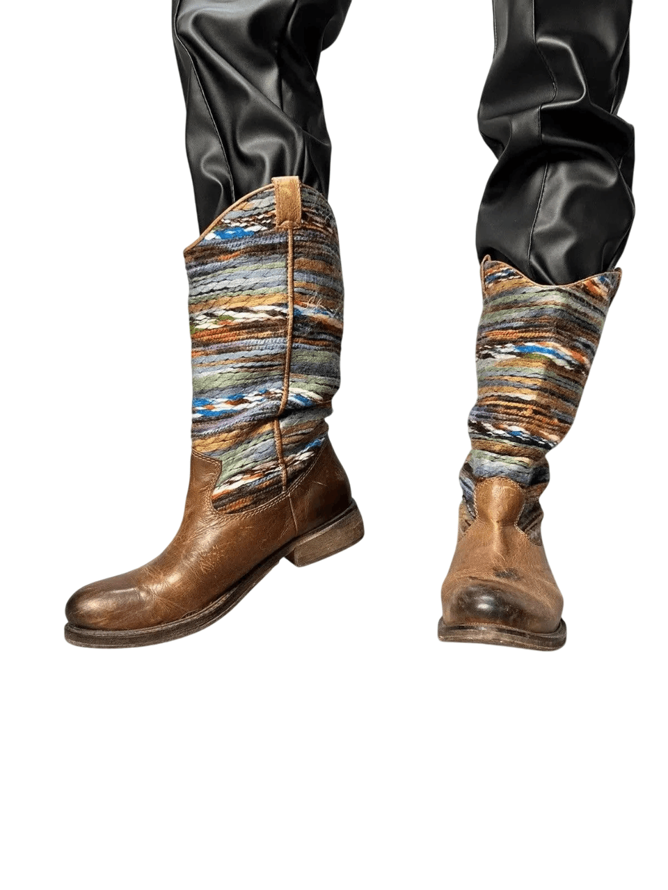 Western Rise Vintage Leather Missoni style Cowboy Boots Western shoes Size US 8 / EU 41 - 7 Thumbnail