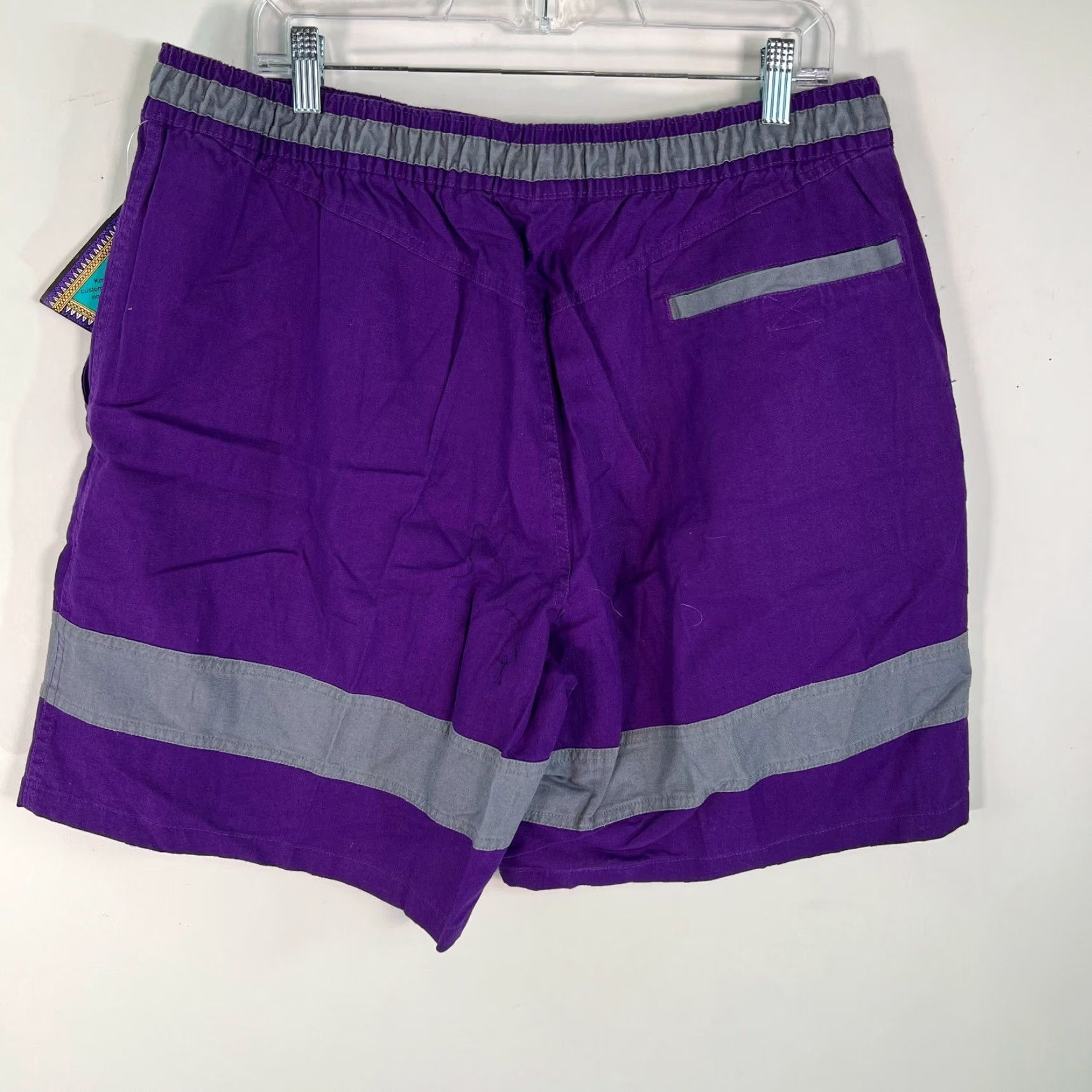 Vintage Surf Odyssey Bermuda Shorts Mens Mid Rise Canvas Purple XL Elastic Waist - 8 Inseam Pockets Casual Men's Short Size US 38 / EU 54 - 2 Thumbnail