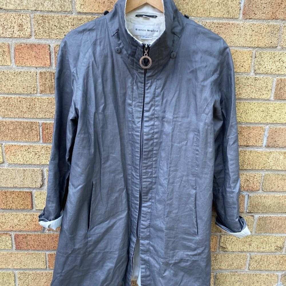 Nygard × Vintage Vintage 1998 Bianca Nygord Linen Shell Designer Jacket Gray Size M / US 6-8 / IT 42-44 - 2 Thumbnail