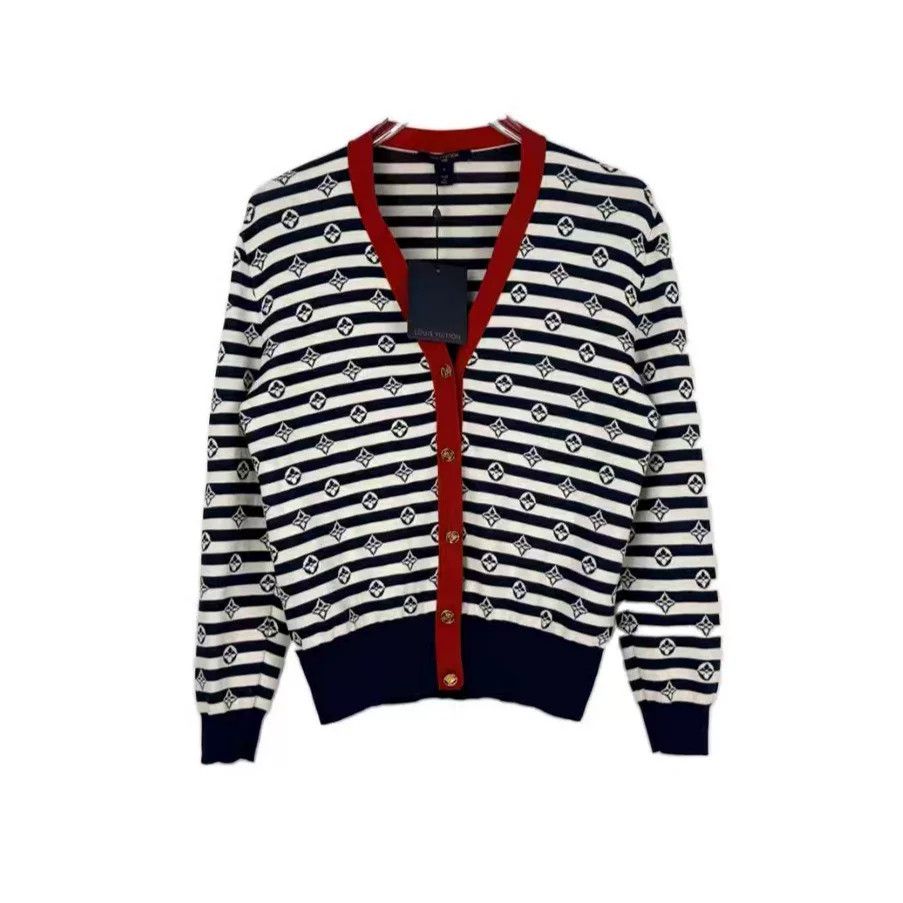 Louis Vuitton Louis Vuitton Blue Stripe Logo Cardigan Size US L / EU 52-54 / 3 - 1 Thumbnail