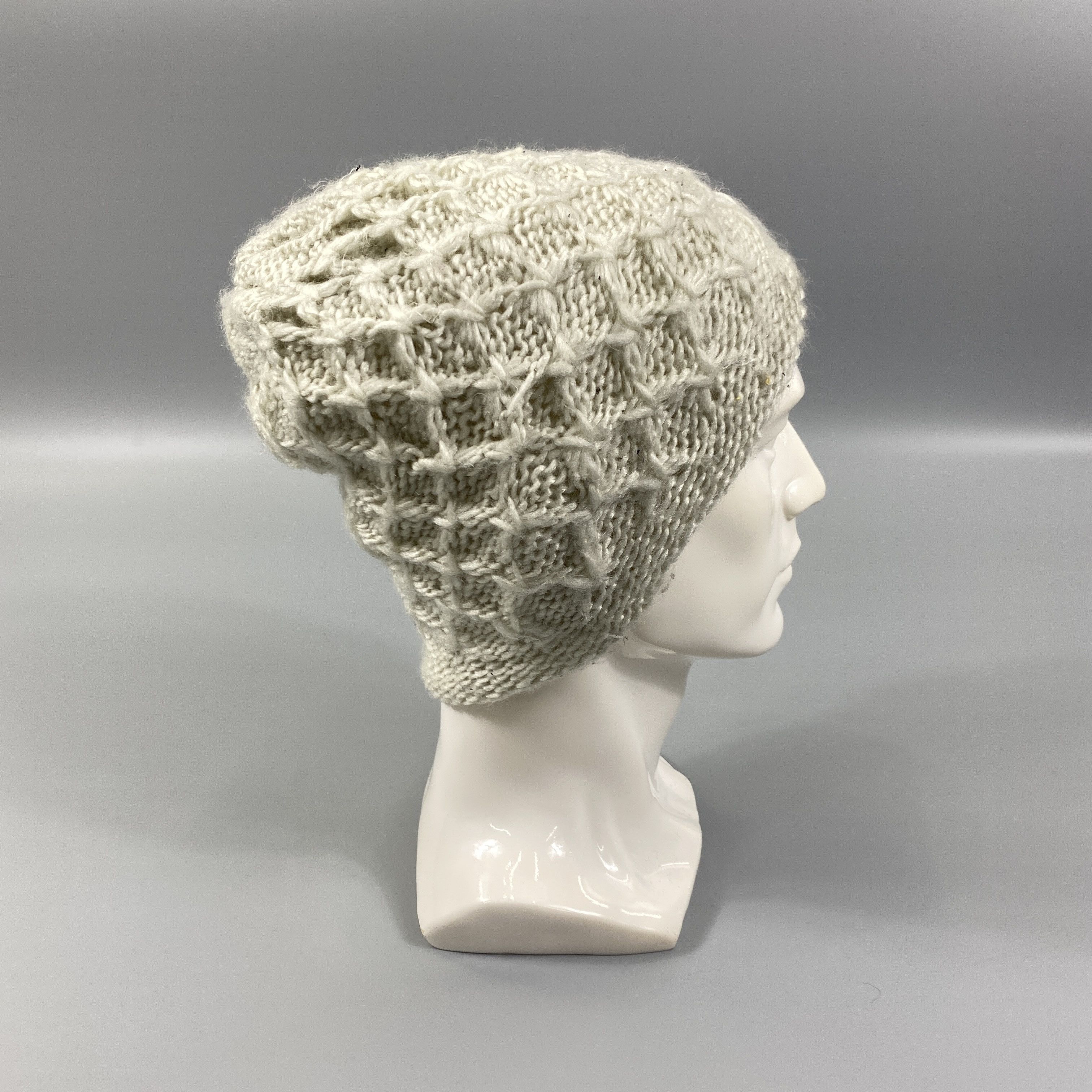 Japanese Brand Knitted White Snow Cap Beanie Hat -BN1102 Size ONE SIZE - 4 Thumbnail