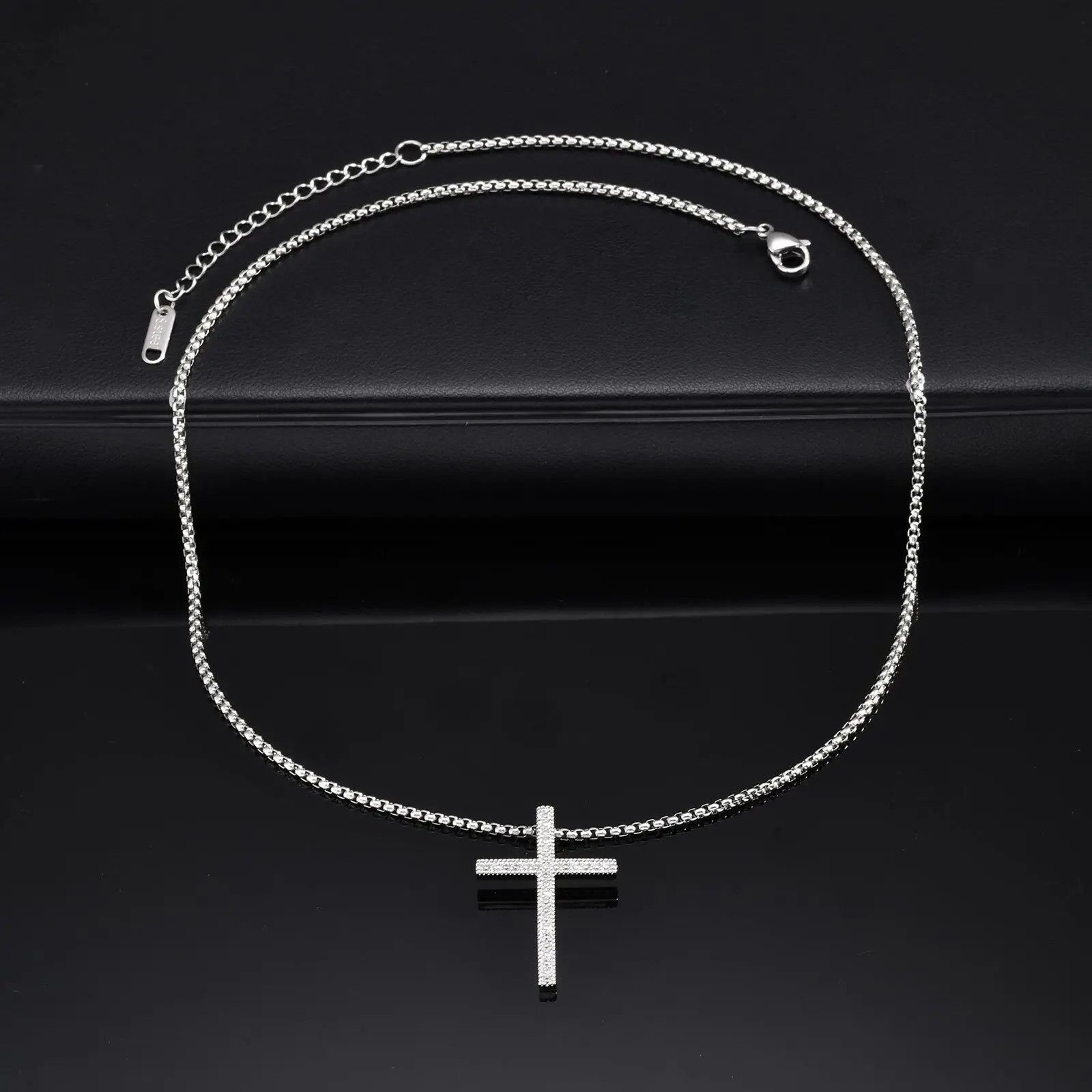 Jewelry Zircon Cross Pendant Necklace Size ONE SIZE - 3 Thumbnail