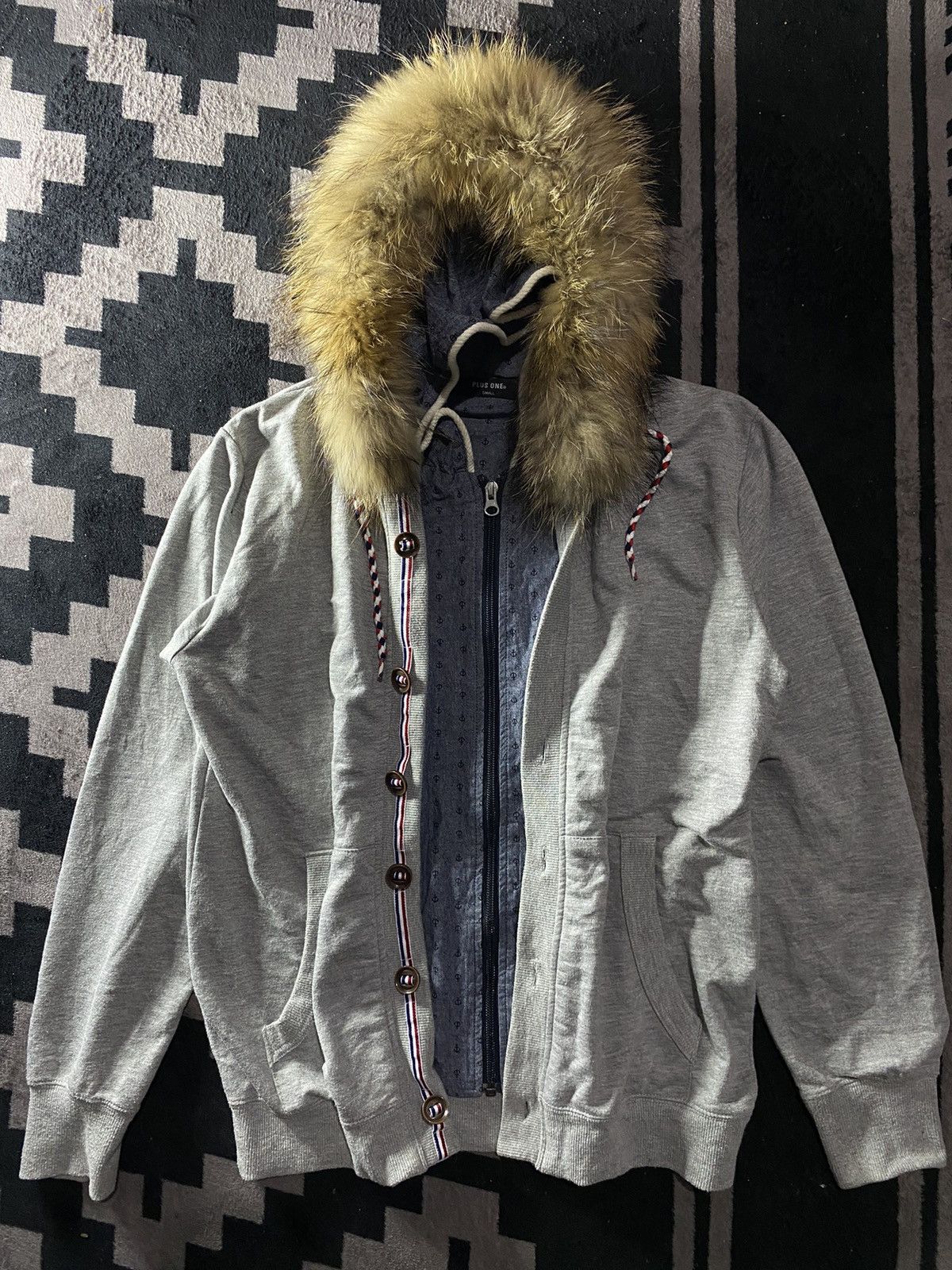 plus one faux fur double layers hoodie