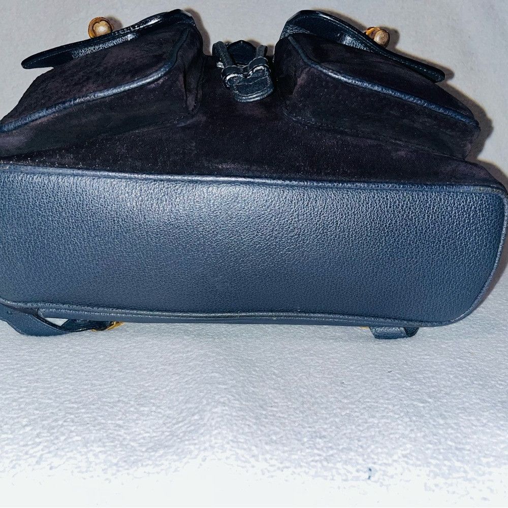 Gucci Bamboo Black/Navy Blue Suede/Leather Backpack