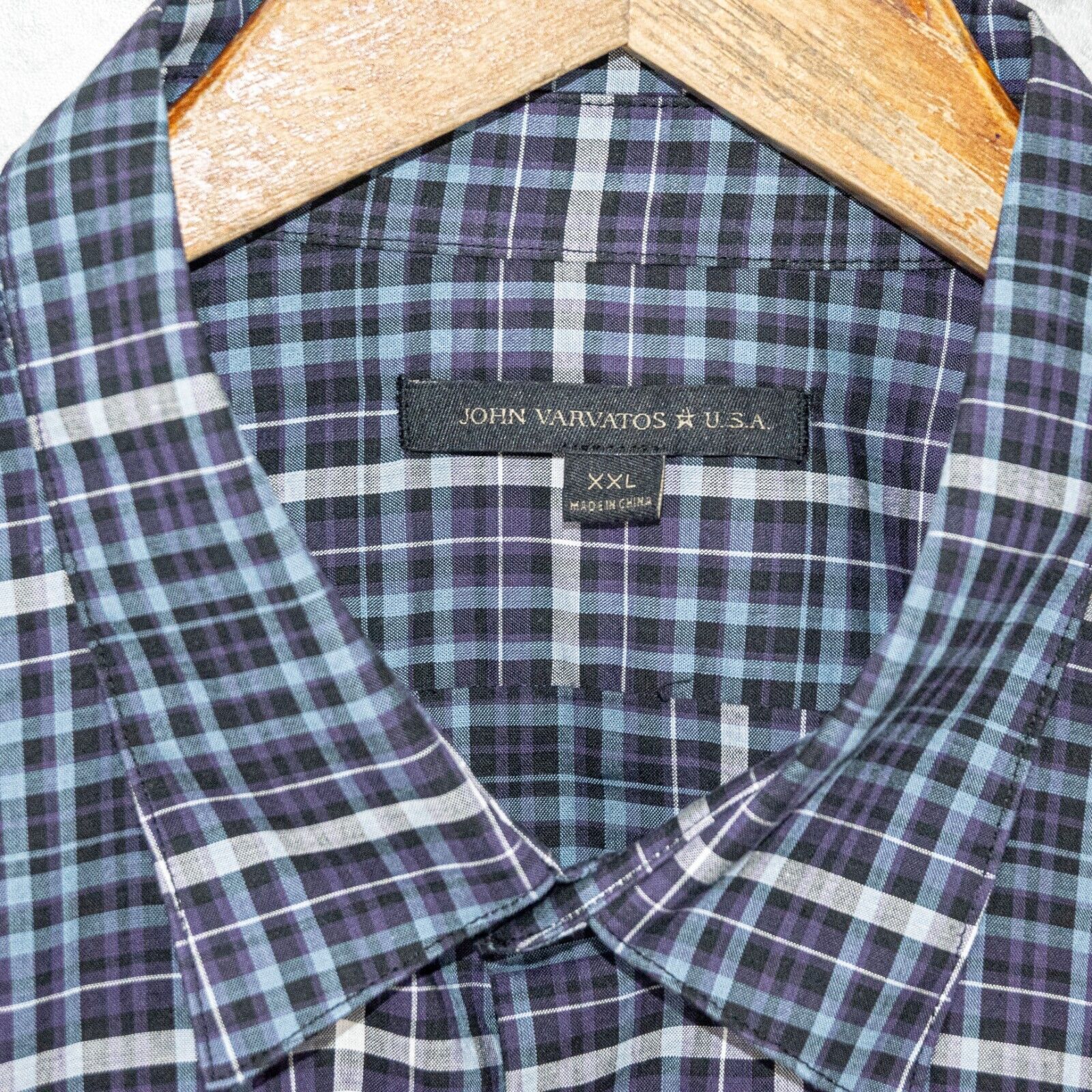 John Varvatos John Varvatos Men's Button up Shirt in Blue purple check Size US XXL / EU 58 / 5 - 2 Thumbnail