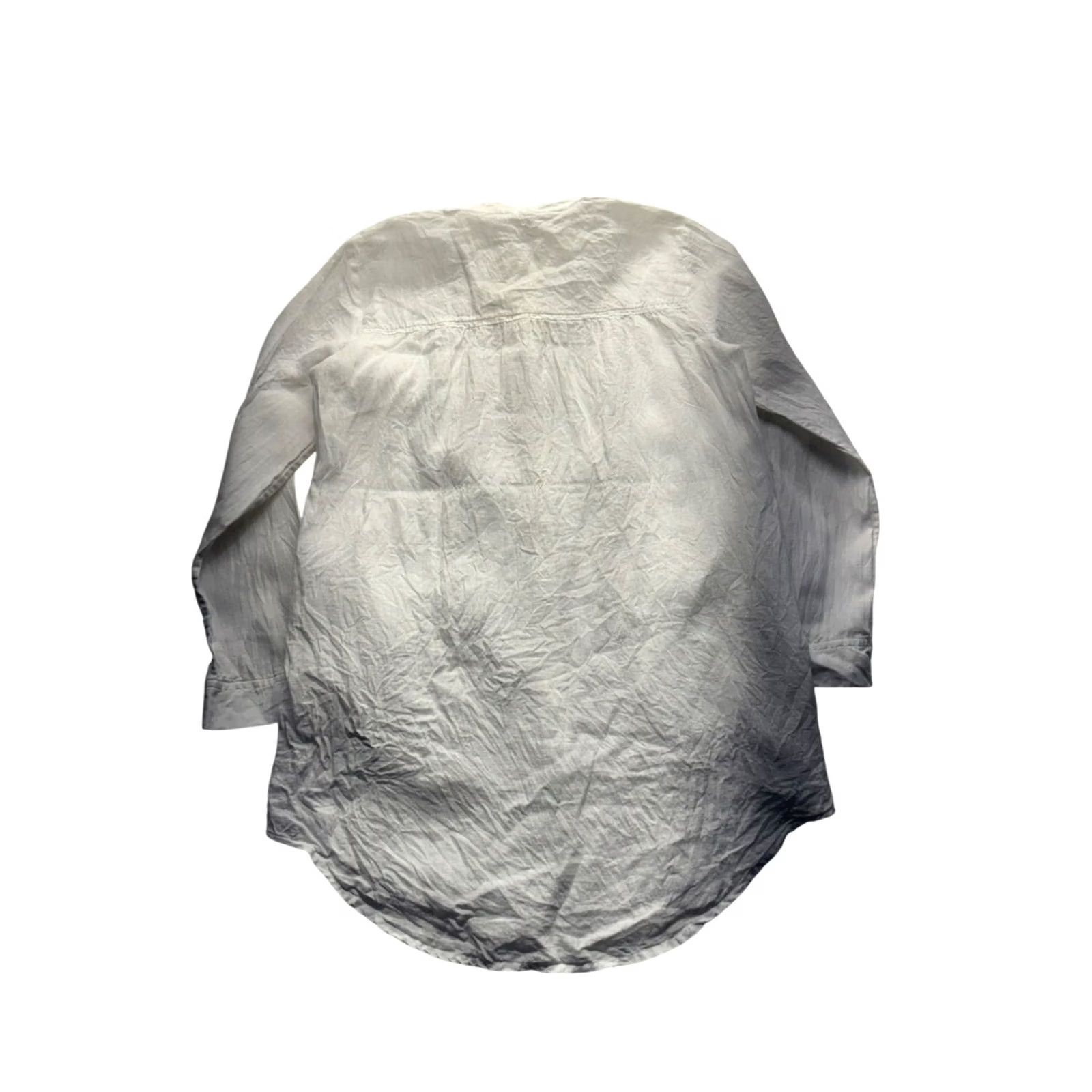 Eileen Fisher Eileen Fisher Button-Up Women's XS White Linen Down 29 in Pit to Pit Pockets - Casual, Pre-Owned Good Womens XSmall Size XS / US 0-2 / IT 36-38 - 2 Thumbnail