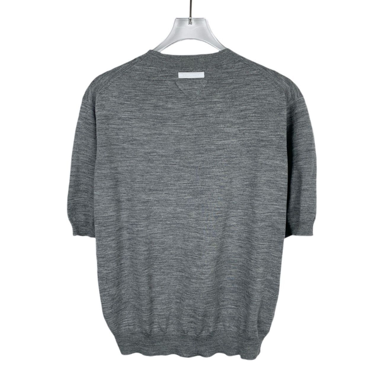Prada Prada Grey Wool Logo Triangle Patch Crewneck Short-Sleeve Kn Size XS / US 0-2 / IT 36-38 - 9 Thumbnail