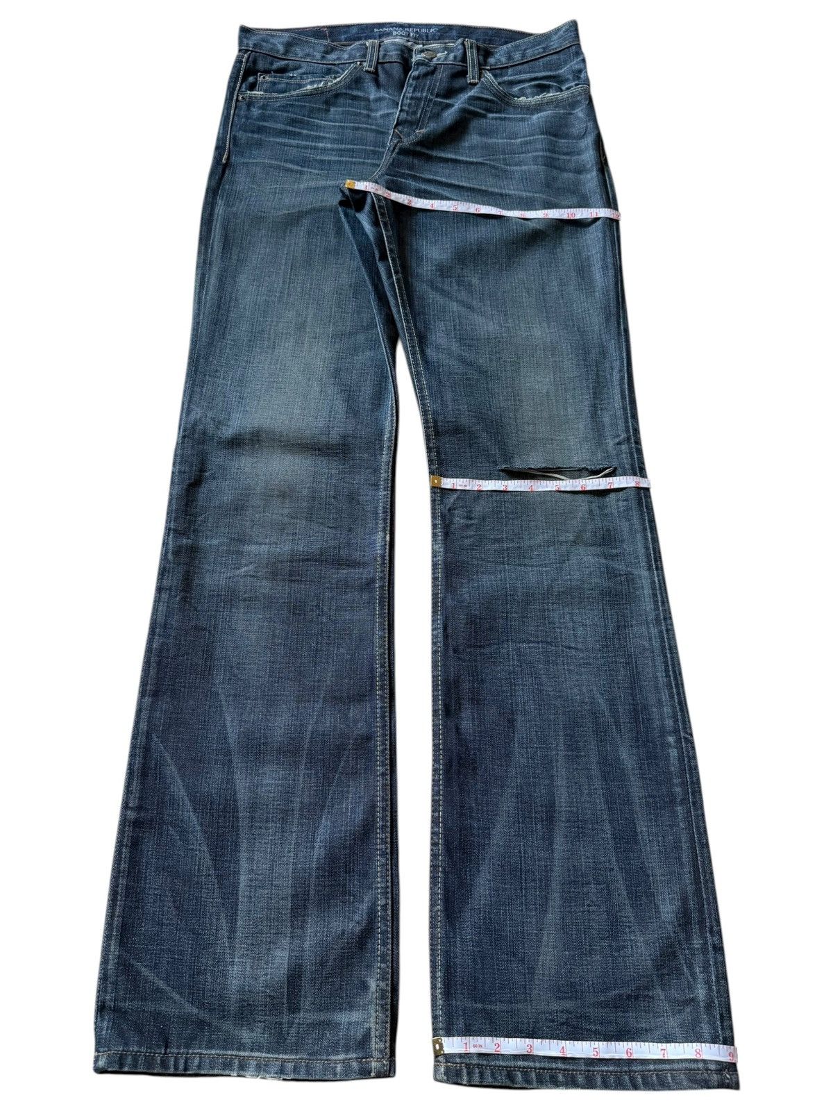 Banana Republic Vintage Banana Republic Faded Wash Distress Flare Jeans Size US 33 - 8 Thumbnail