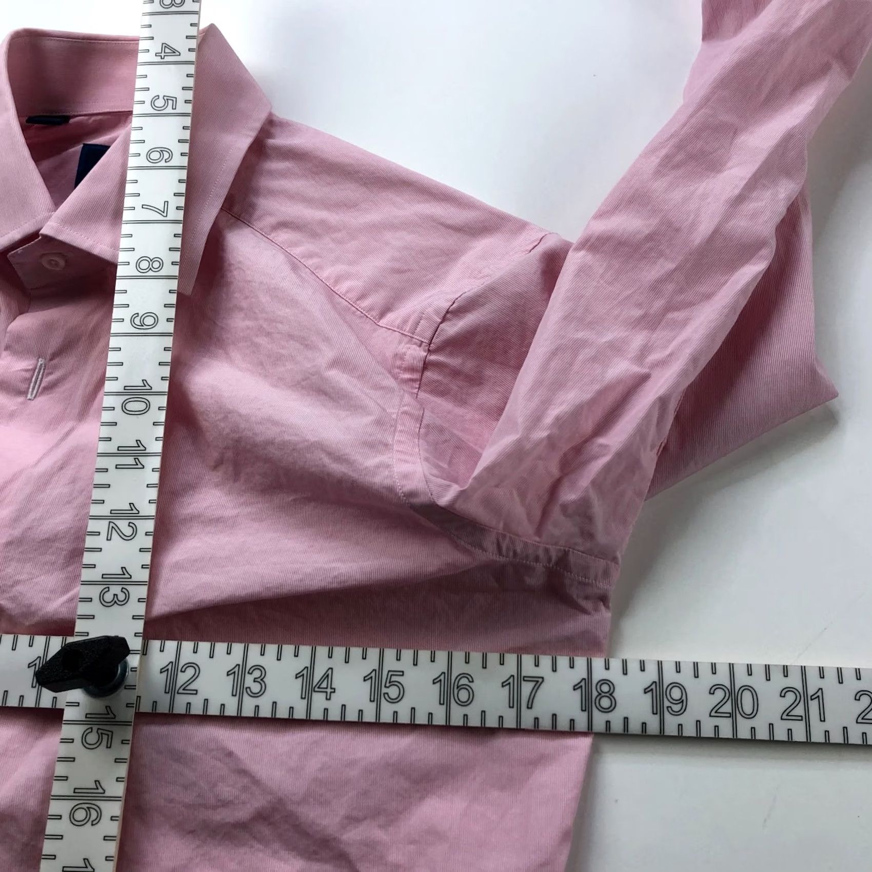 David Donahue David Donahue Shirt 15 Striped Long Sleeve Button Pink Dress Shirt, Slim Fit, 32/33, 100% Cotton, Regular, Men Size 40R - 5 Thumbnail