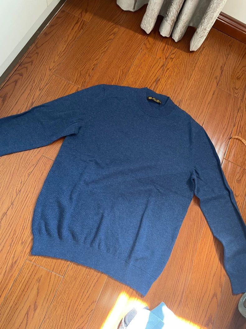 Loro Piana LORO PIANA Blue round neck 100% cashmere knit sweater Size US L / EU 52-54 / 3 - 1 Thumbnail