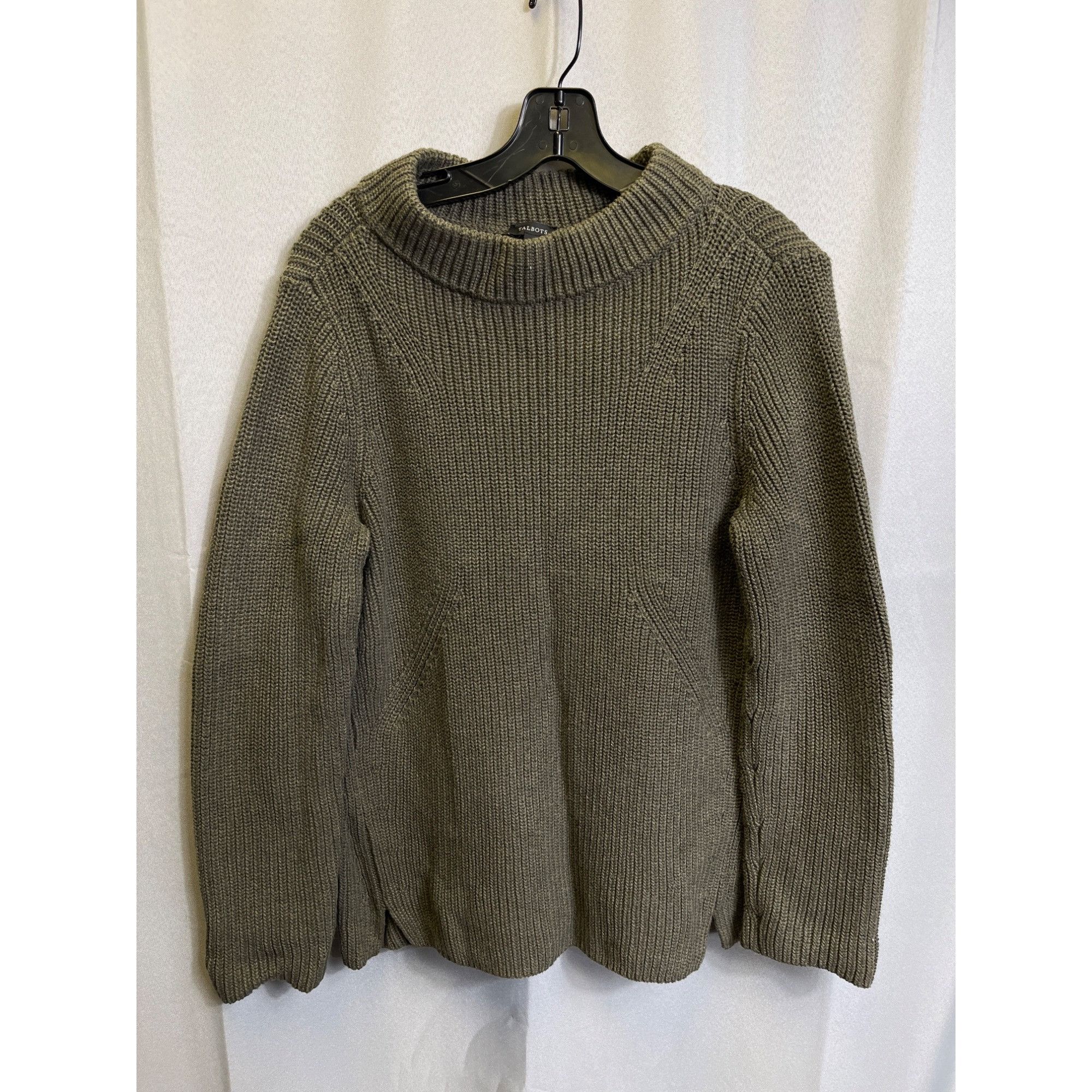 Talbots Talbots SKU 7692 Womens Olive Green Ribbed Knit Sweater Size Size L / US 10 / IT 46 - 1 Thumbnail