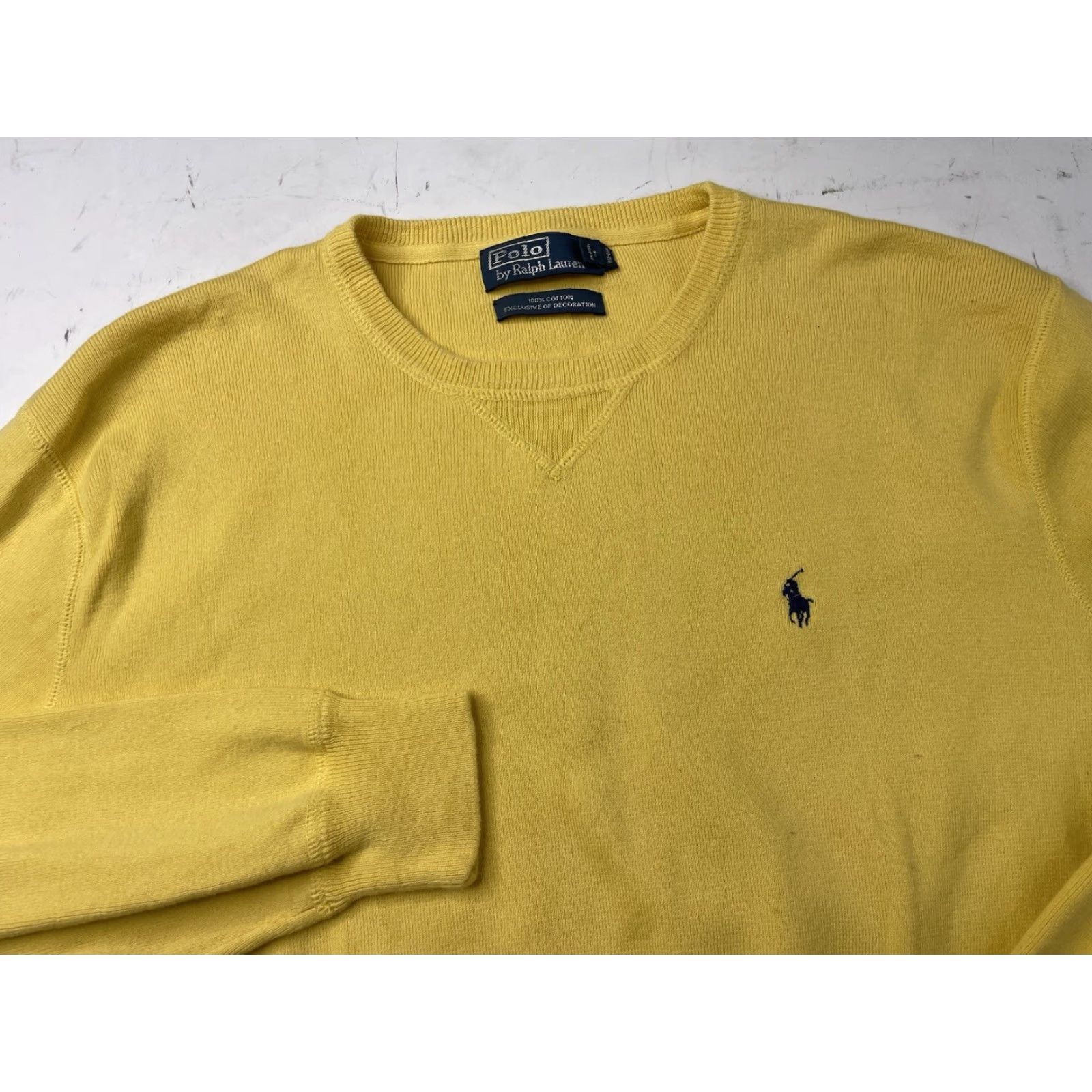Ralph Lauren Polo Ralph Lauren Cotton Crewneck Pullover Sweater Yellow Mens XL Logo Ribbed Size US XL / EU 56 / 4 - 2 Thumbnail