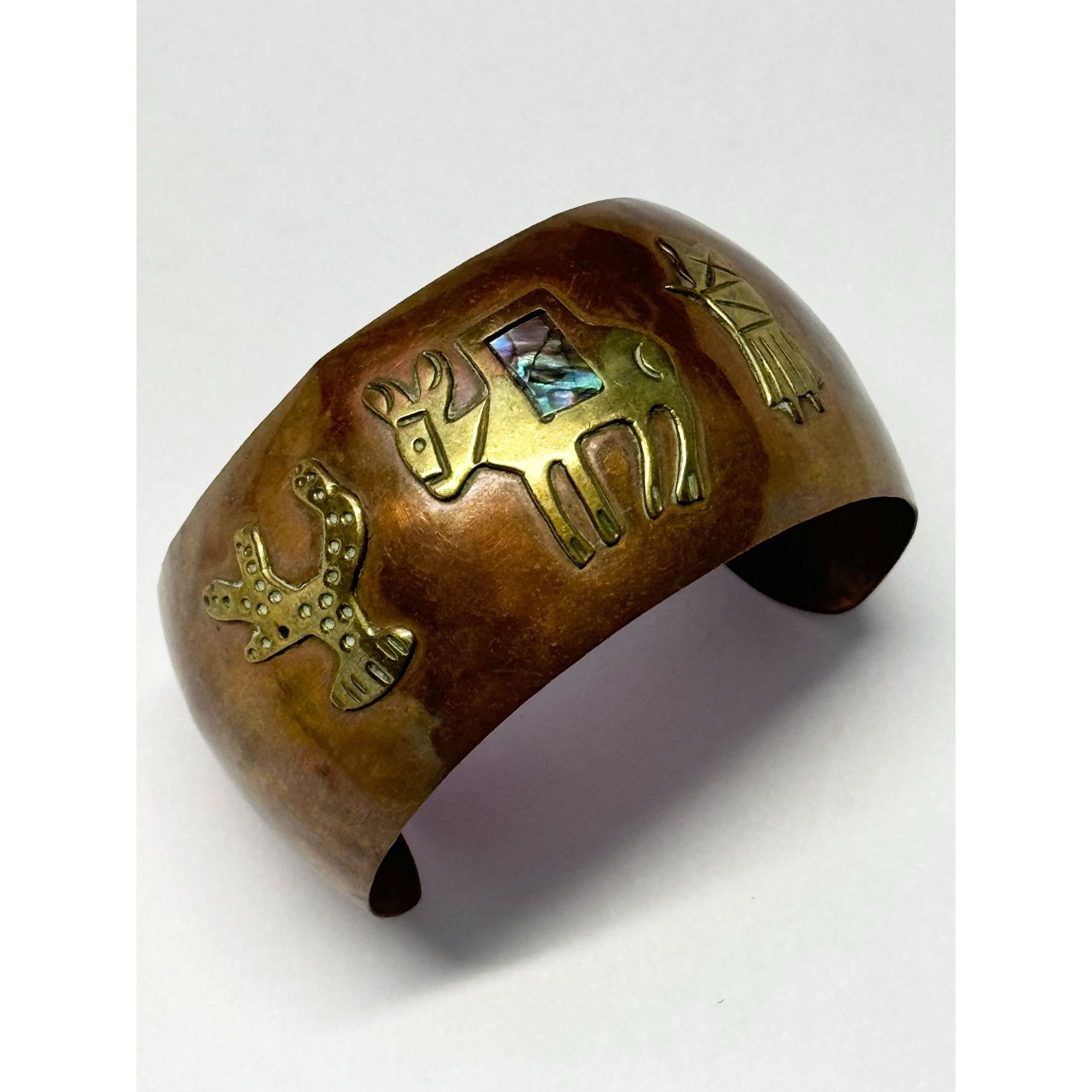 Vintage Mexico cobre Laton Copper Cuff Bracelet Size ONE SIZE - 1 Thumbnail