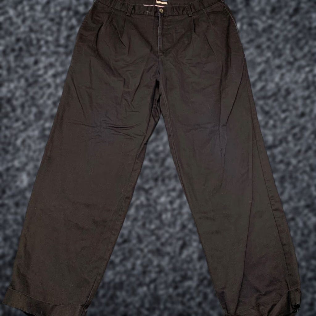 Izod Izod Heritage Chino Pants Men 38x32 Black Cotton Pleated Straight Leg Cuffed Hem Size US 38 / EU 54 - 1 Thumbnail
