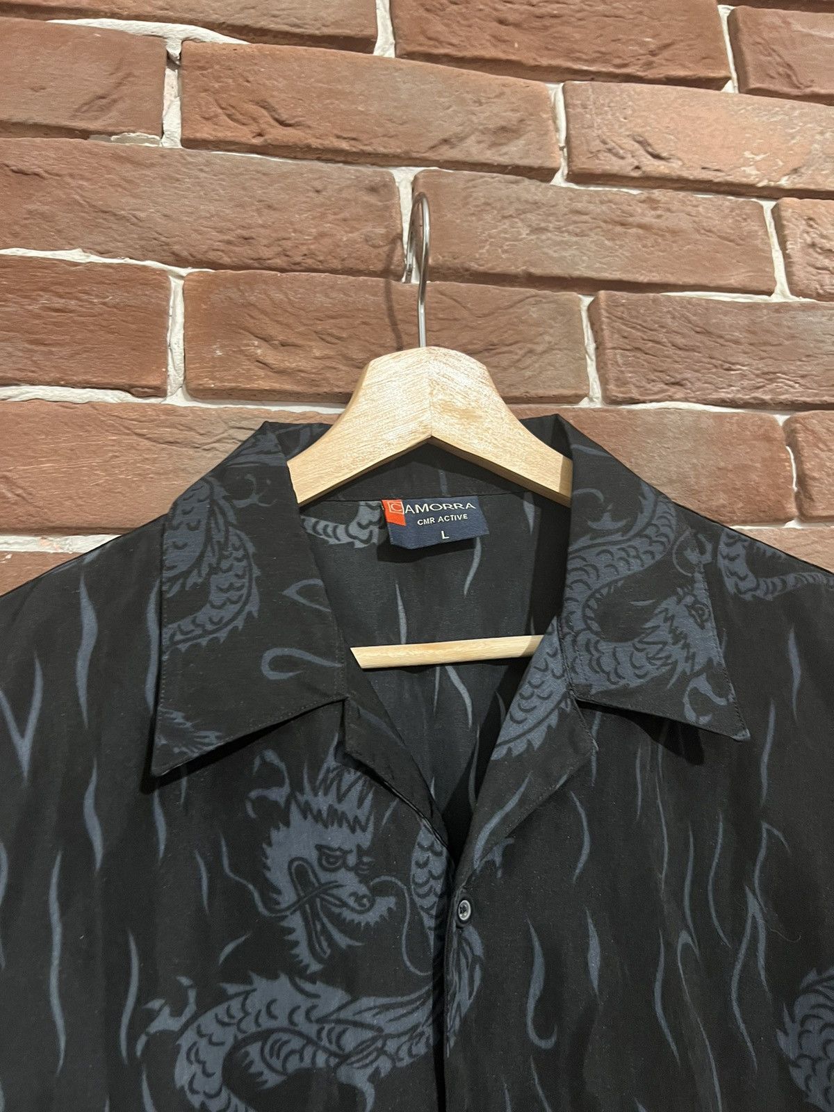 Japanese Brand Vintage Y2k Dragon Flames Drip Button Up Shirt Lik Prada Y2k Size US L / EU 52-54 / 3 - 6 Thumbnail