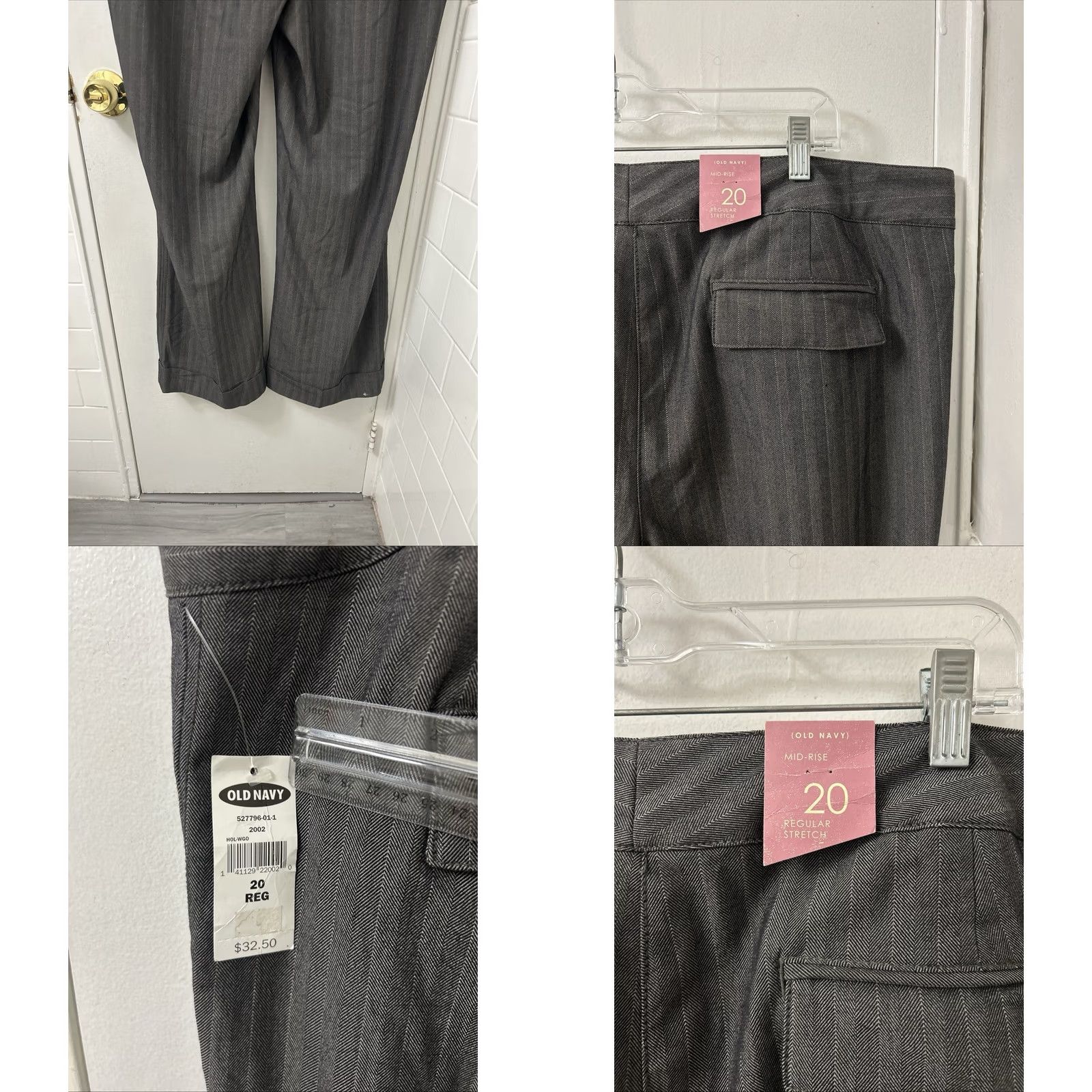Old Navy Old Navy Dress Pants Womens Regular Size 42x33 Grey Herringbone Pinstripe Wide-Leg Cuffed NWT Size 28" / US 6 / IT 42 - 8 Thumbnail