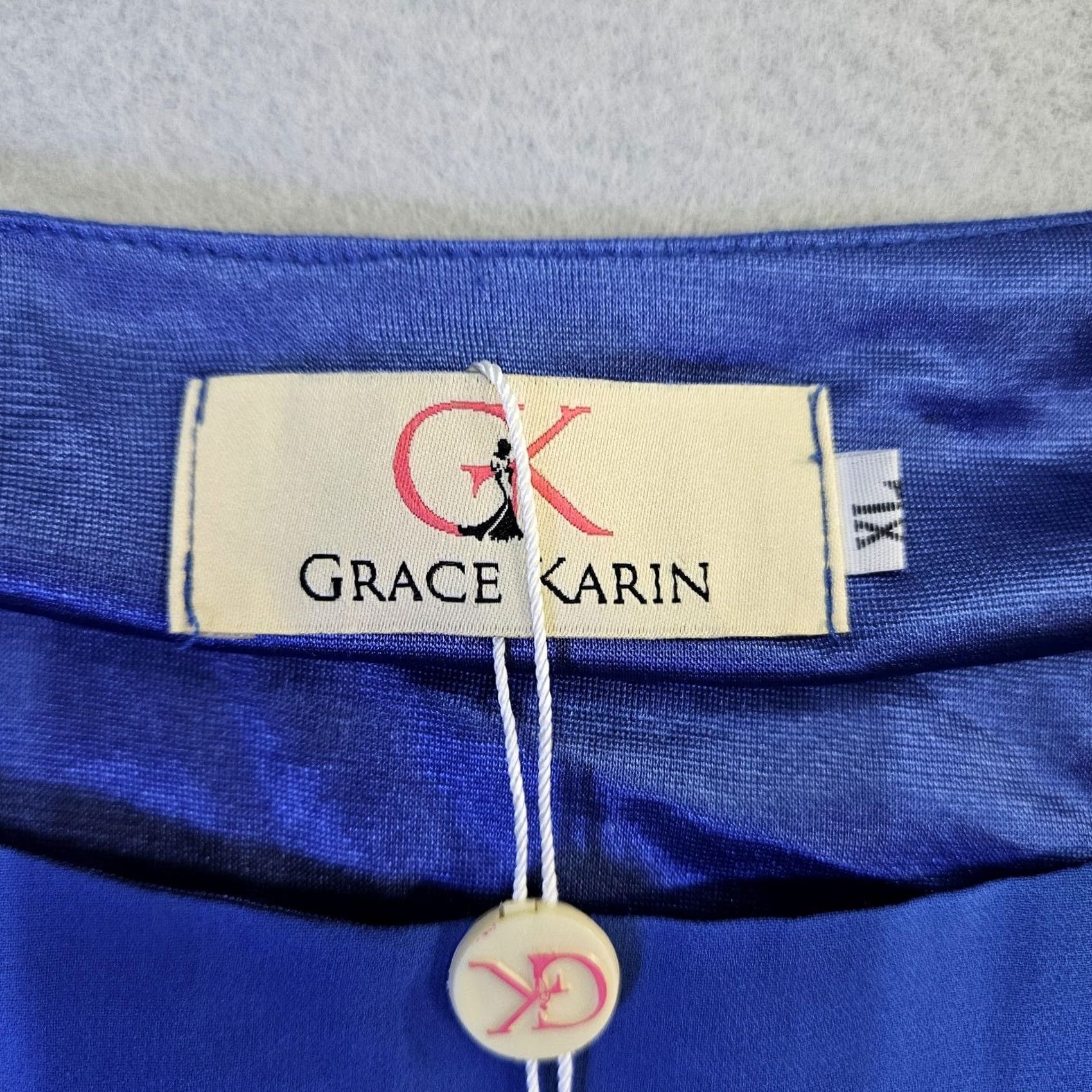 Vintage Grace Karin Blouse Womens Medium Blue Boat Neck 3/4 Sleeve Chiffon Top Basic Size M / US 6-8 / IT 42-44 - 2 Thumbnail