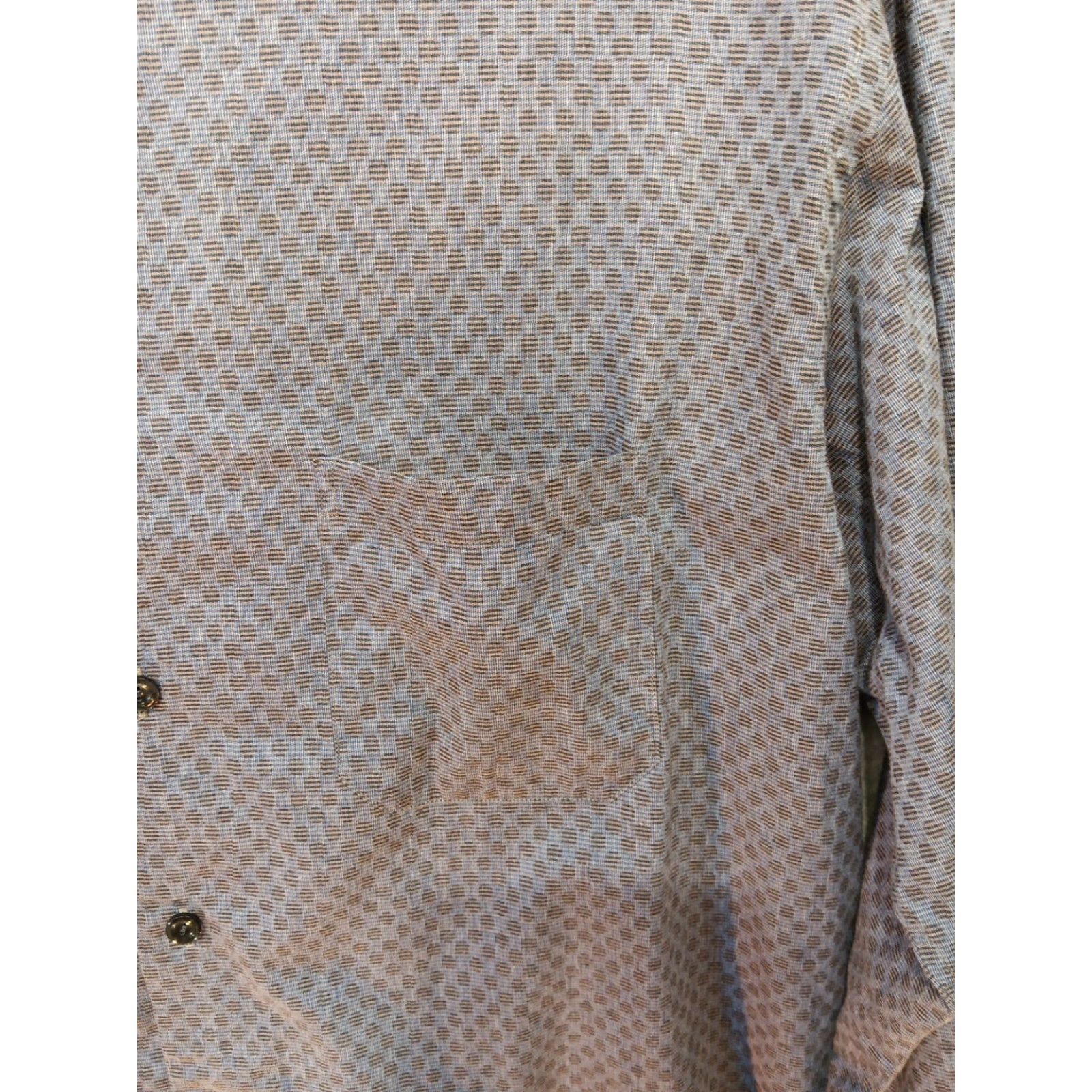 Eton Eton Shirt Mens 16/41 Slim Fit Dress 100% Cotton Blue-Gray Geometric Brown Dots Size 42R - 4 Thumbnail